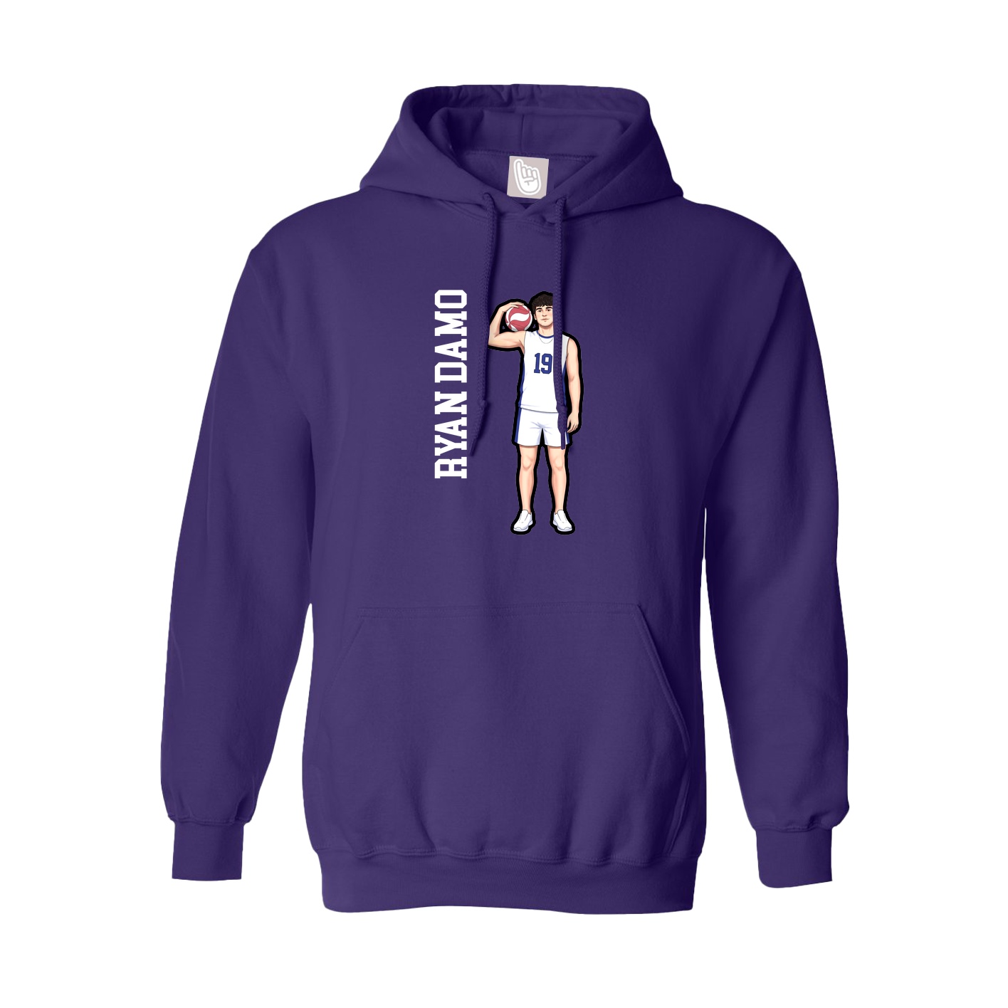 Youth Hoodie — Name Vertical in Purple