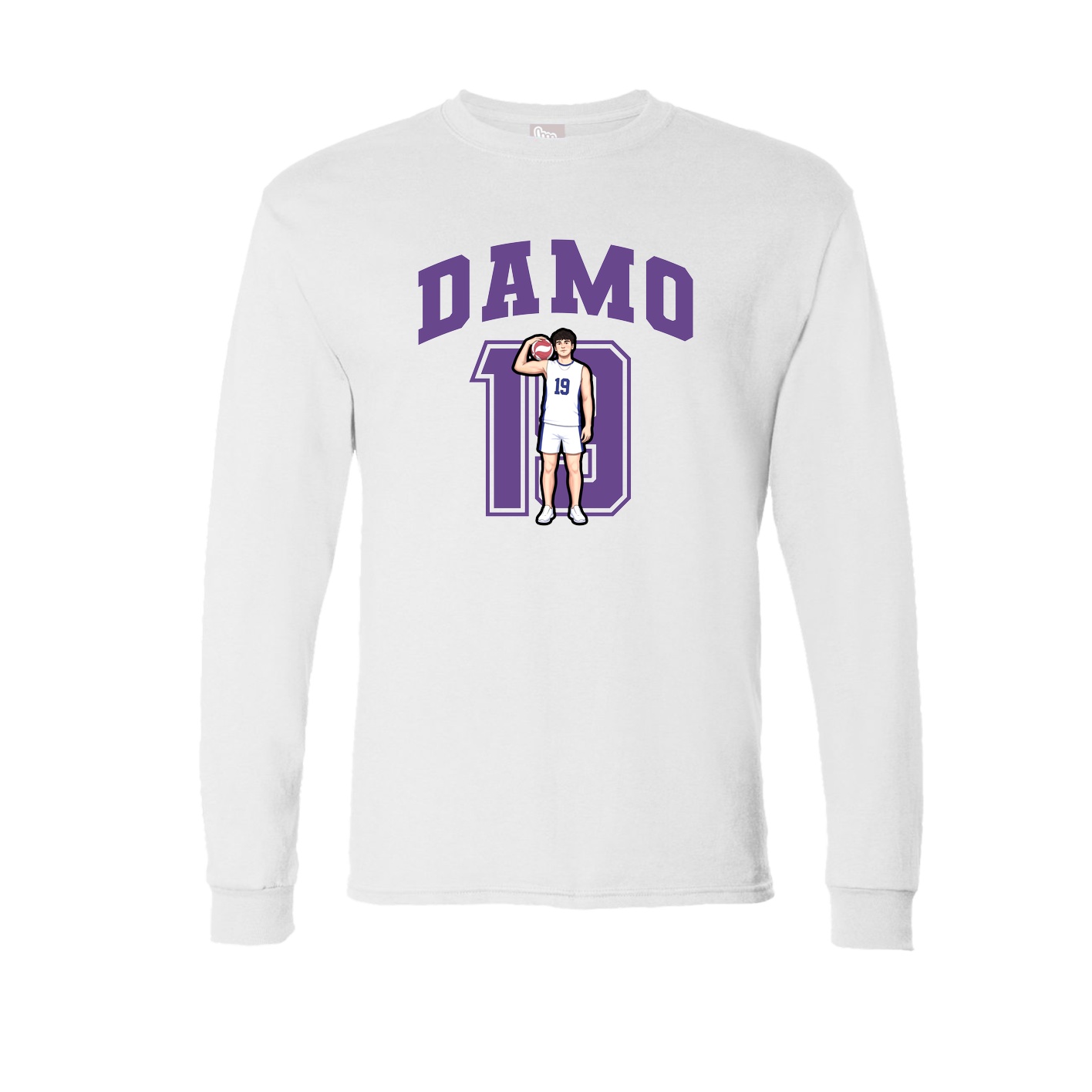 Long Sleeve Tee — Number in White