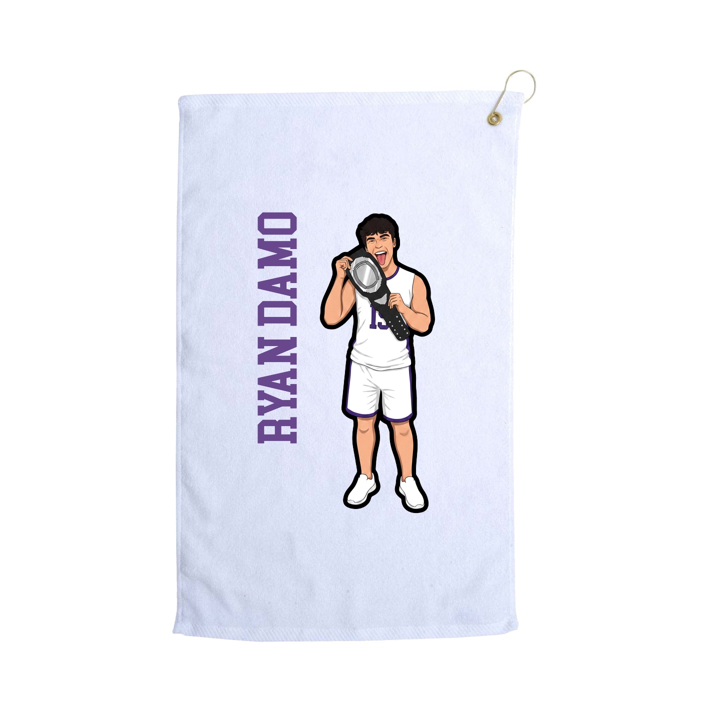 Golf Towel — Name Vertical in White