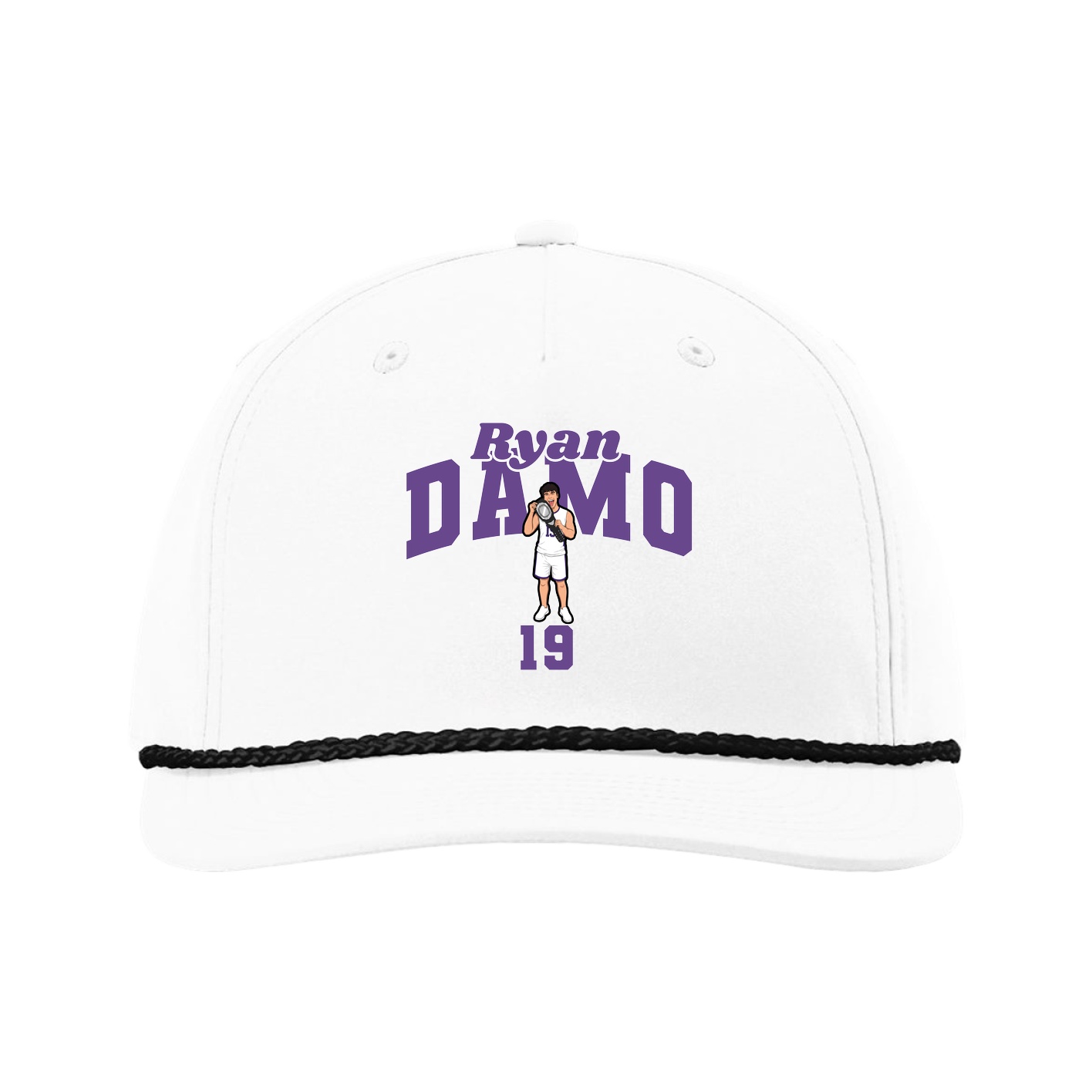 Five-Panel Classic Rope Cap — Signature Arch in White