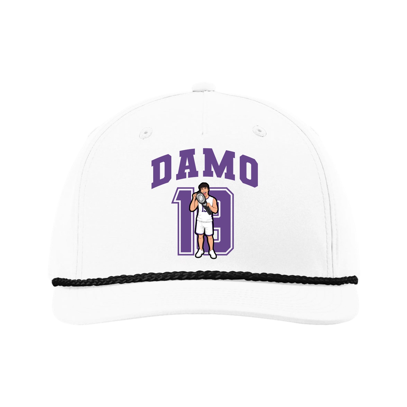Five-Panel Classic Rope Cap — Number in White