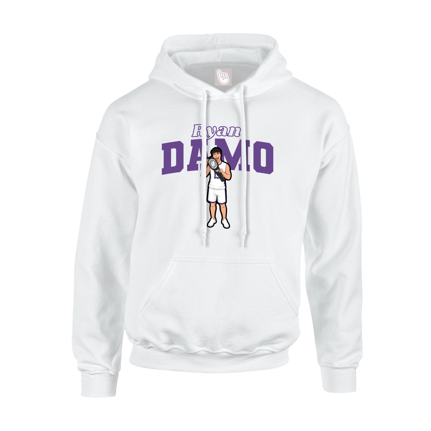 Youth Hoodie — Name Arch in White