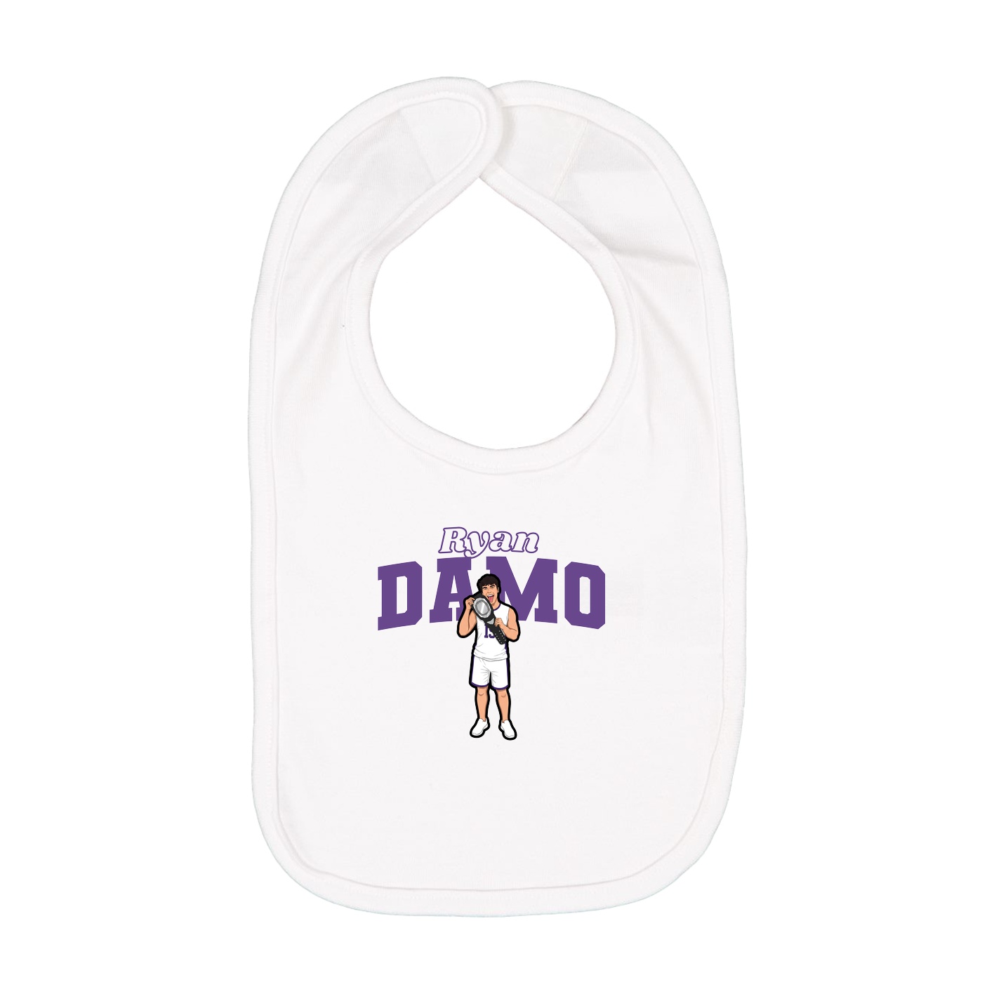 Infant Bib — Name Arch in White