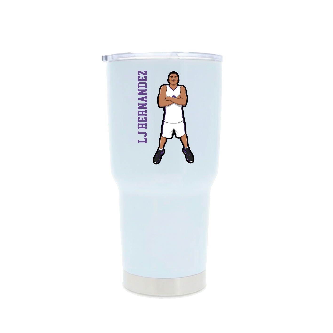 30oz Stainless Steel Tumbler — Name Vertical in White