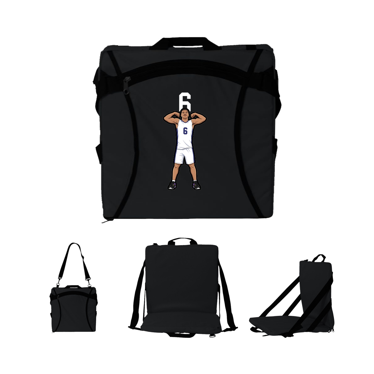 Folding Stadium Seat — Number Top in Black
