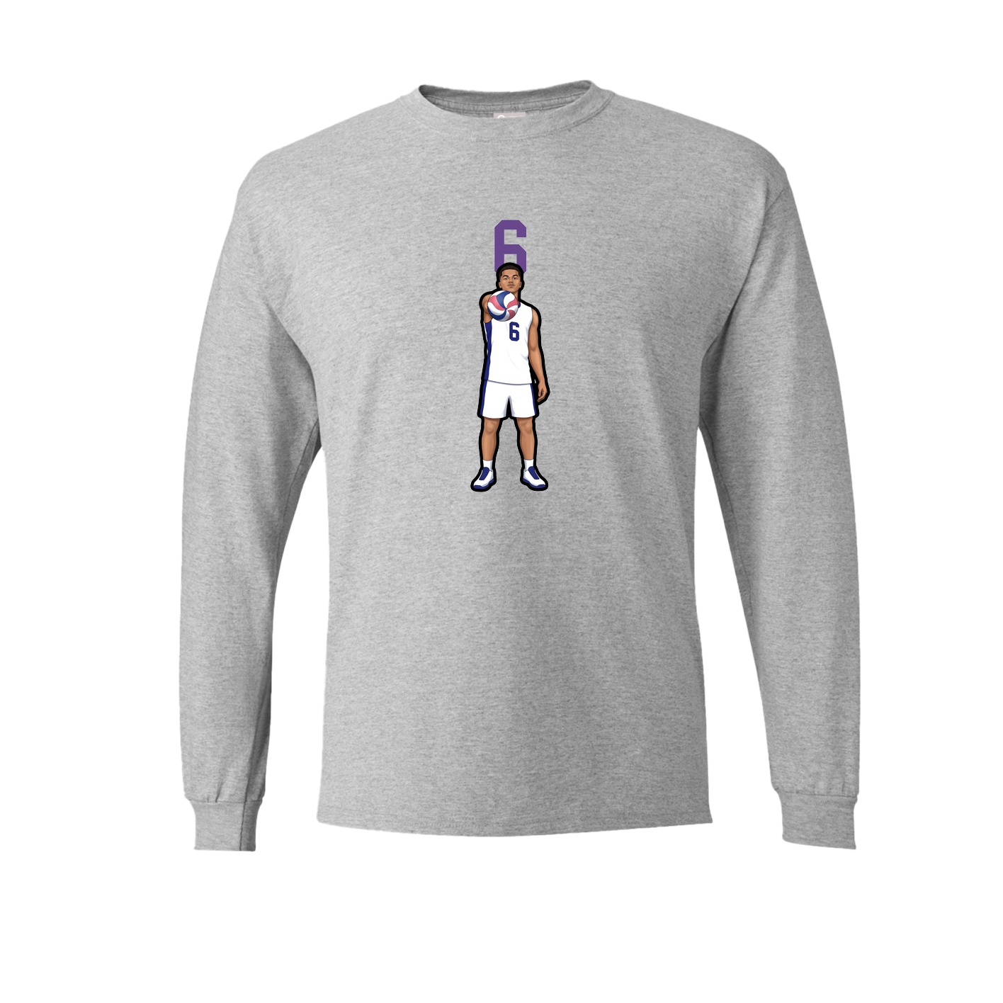 Long Sleeve Tee — Number Top in Grey