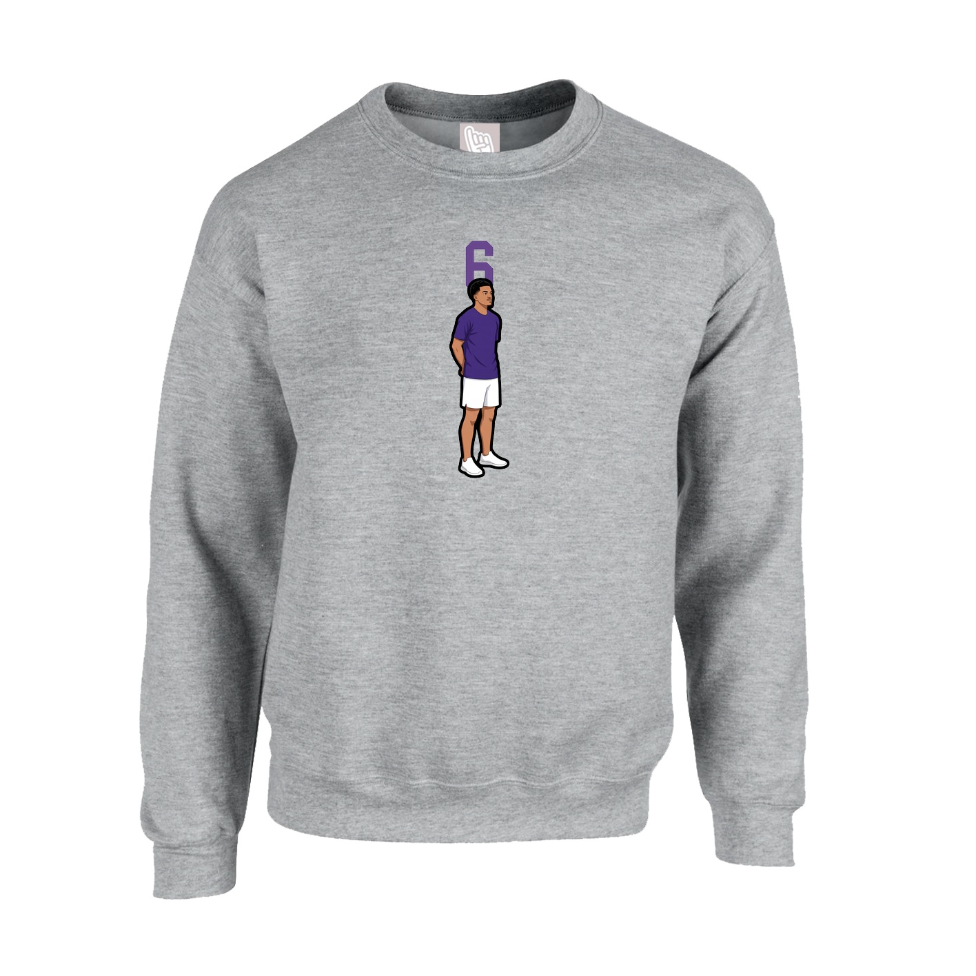Fleece Crew — Number Top in Grey