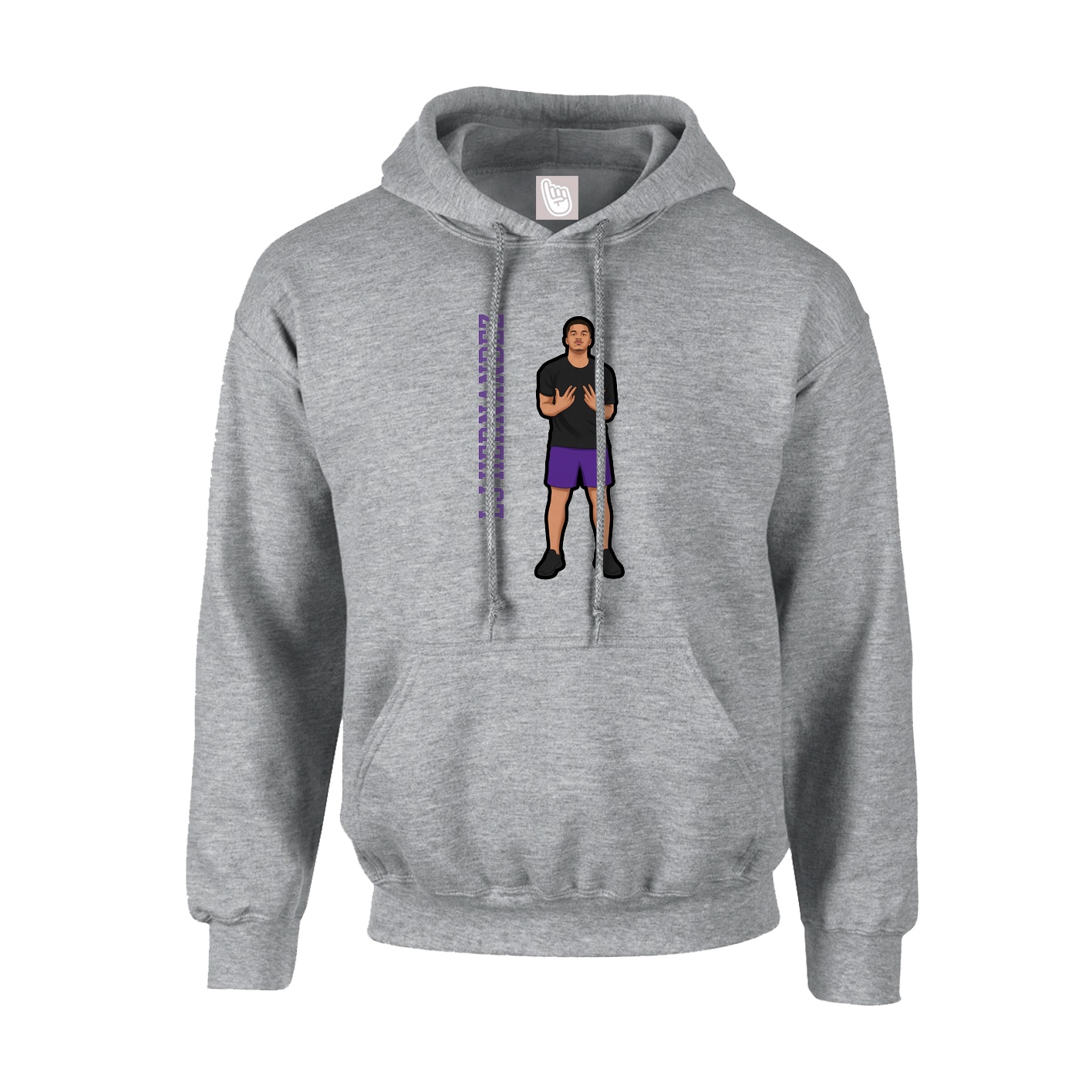 Youth Hoodie — Name Vertical in Grey