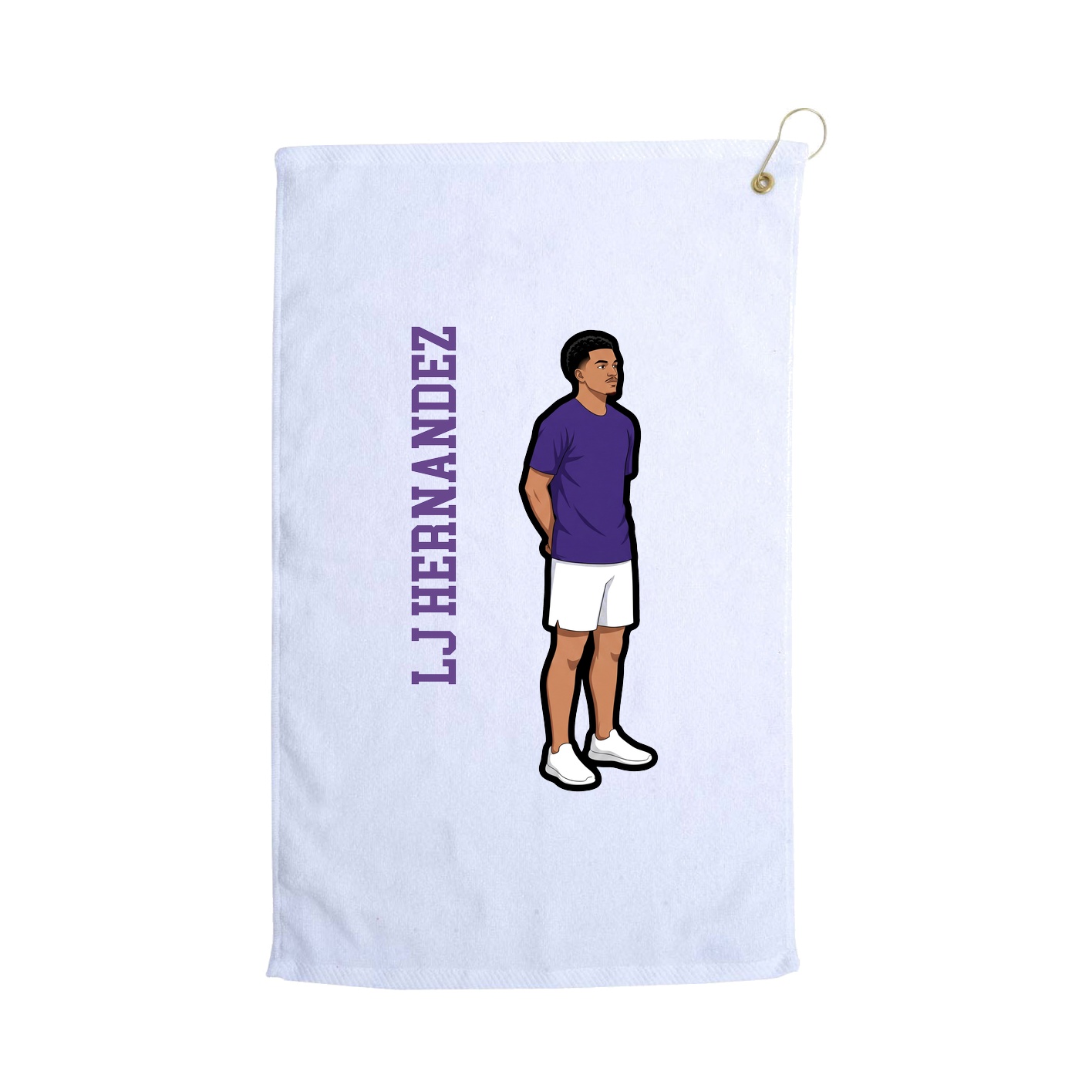 Golf Towel — Name Vertical in White