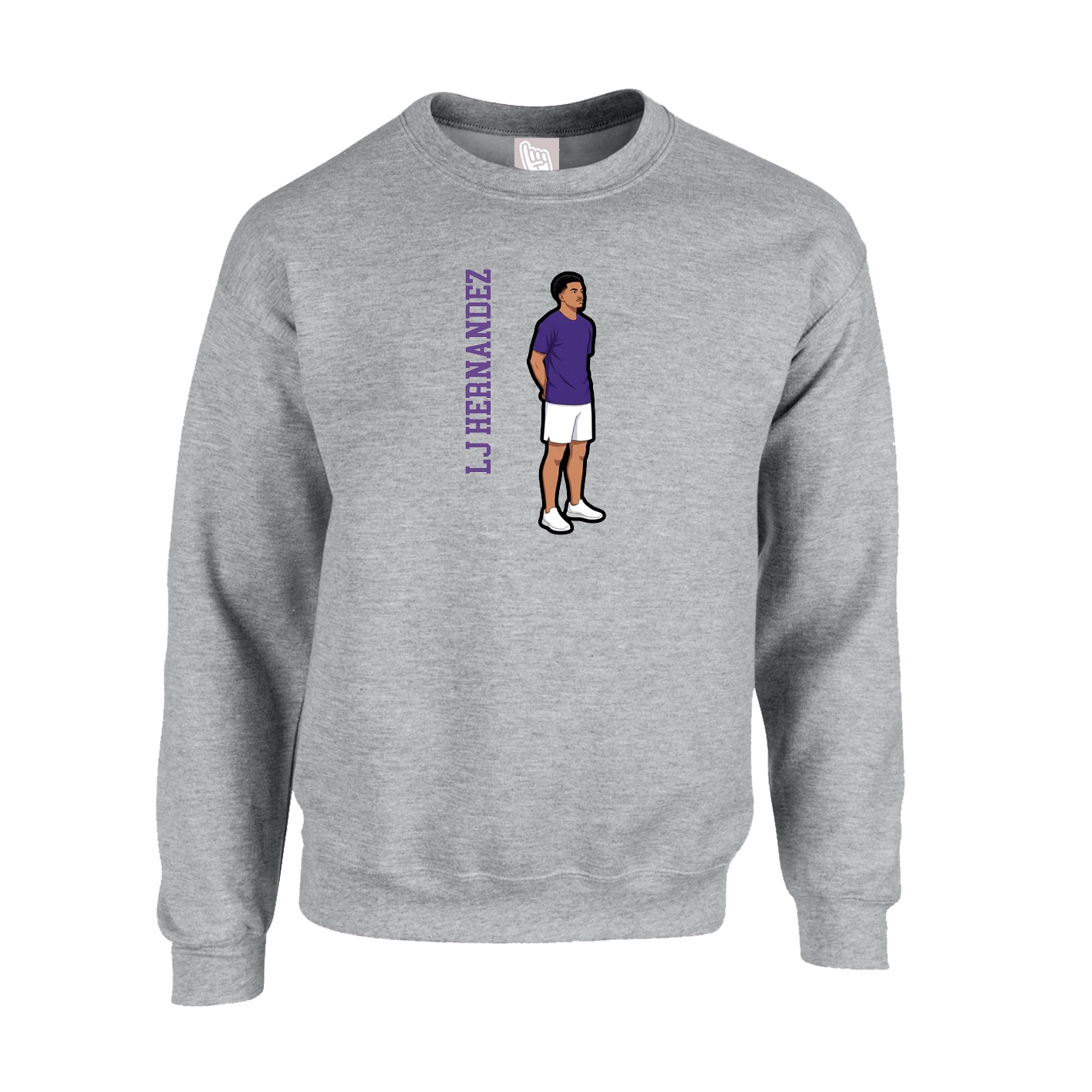 Fleece Crew — Name Vertical in Grey