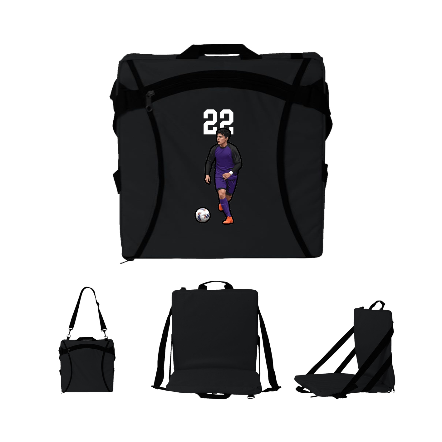 Folding Stadium Seat — Number Top in Black