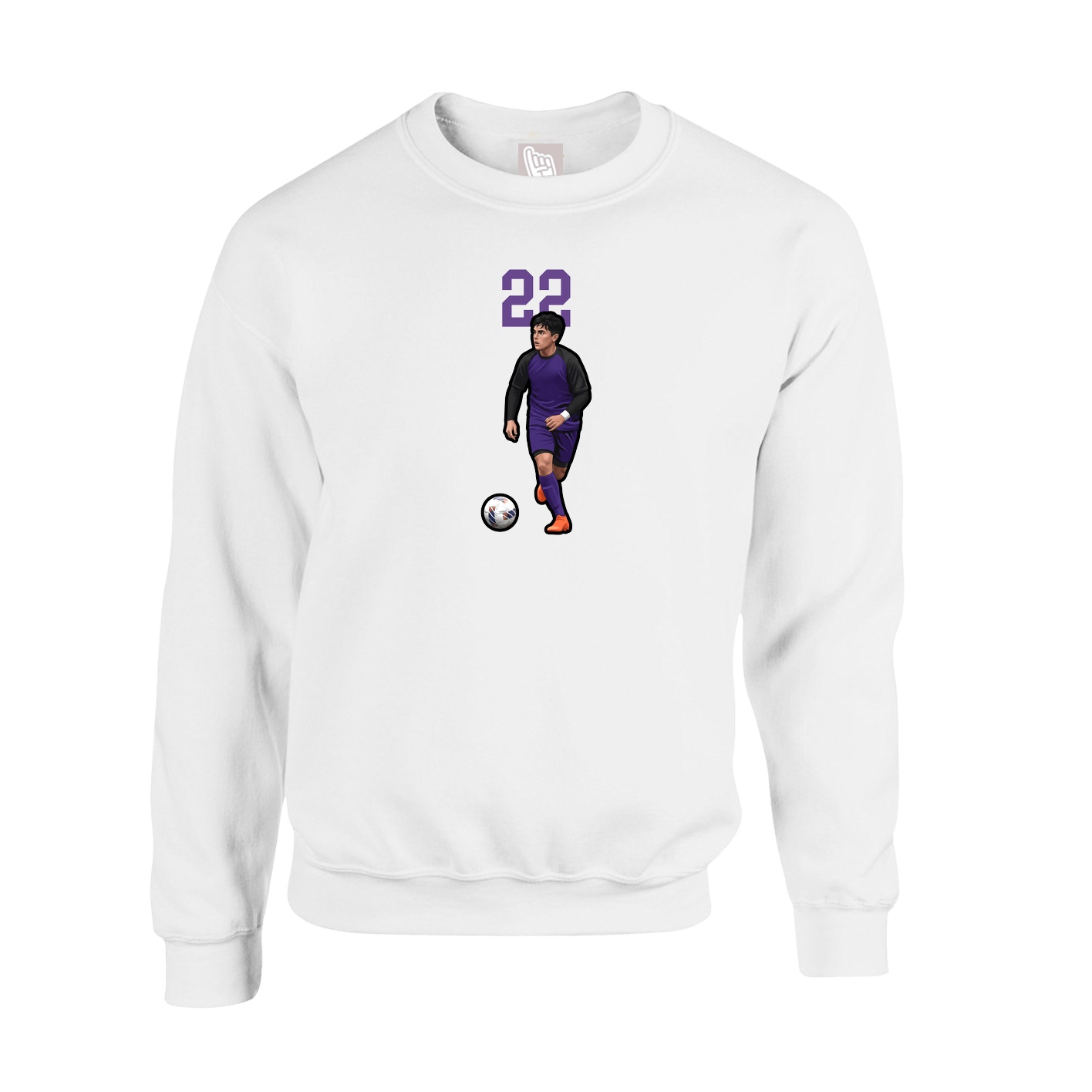 Fleece Crew — Number Top in White