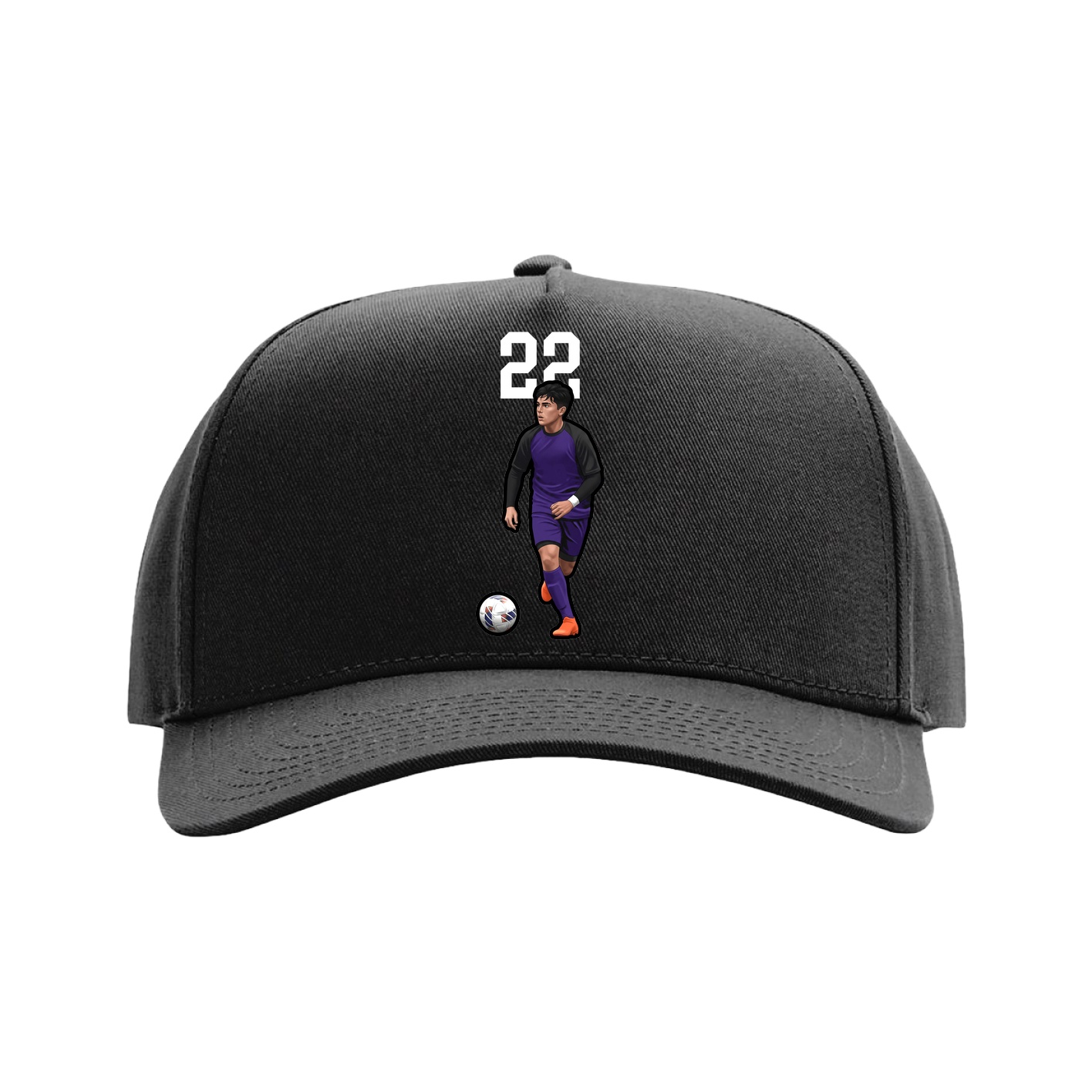 Full Fabric Five-Panel Champ Cap — Number Top in Black