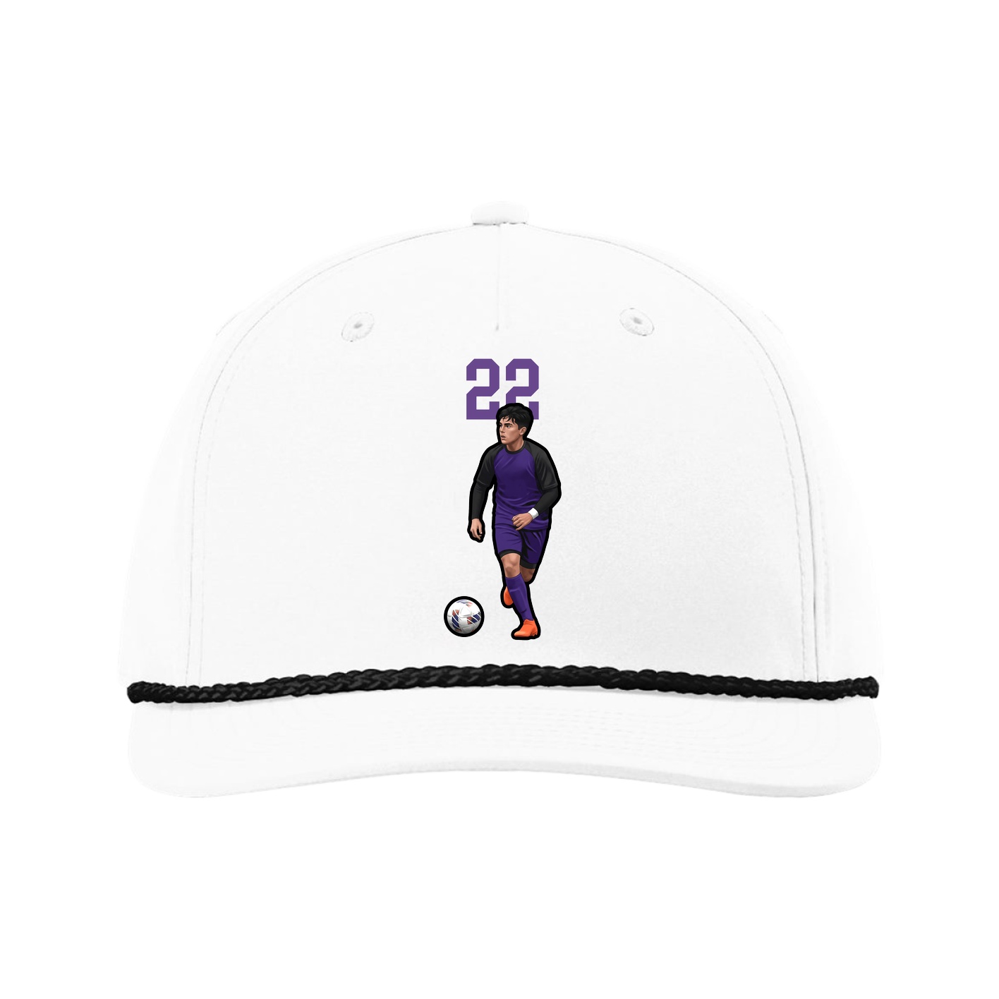 Five-Panel Classic Rope Cap — Number Top in White