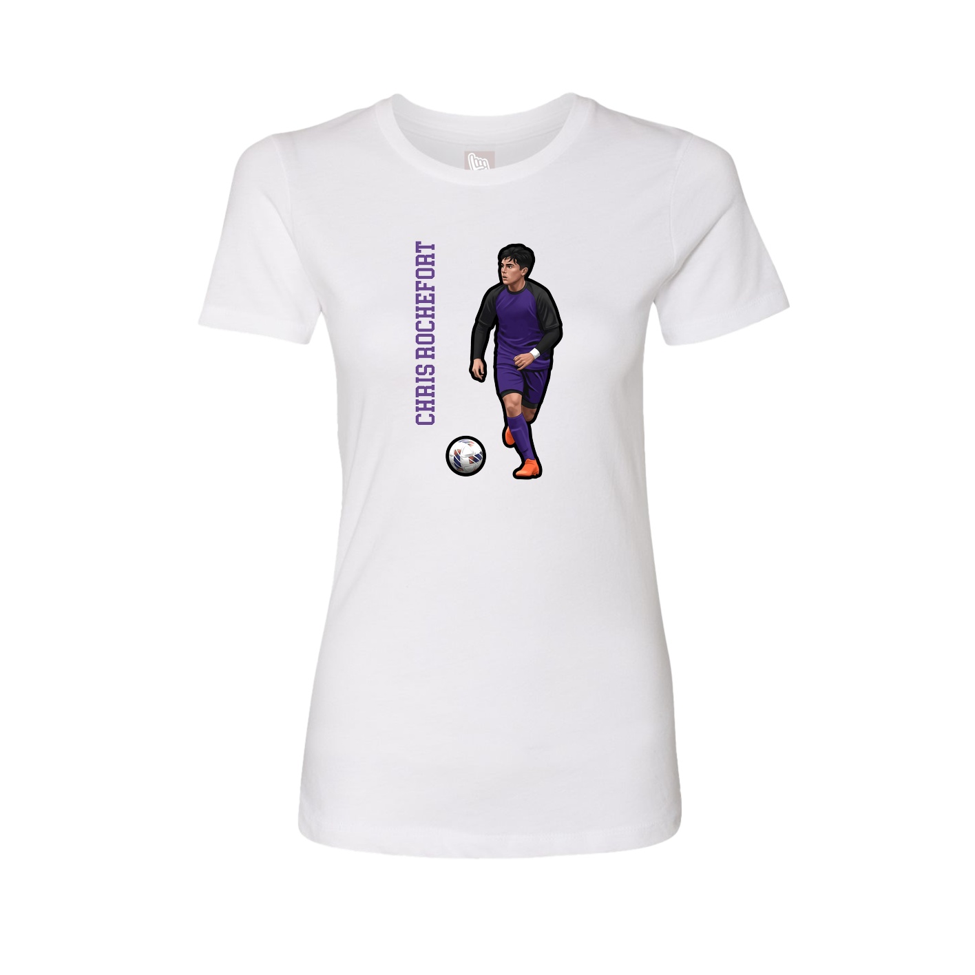 Fitted Women's Tee — Name Vertical in White