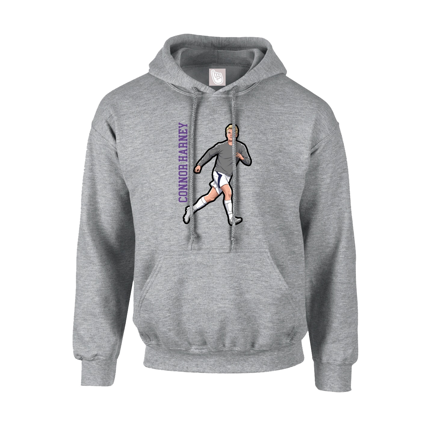 Youth Hoodie — Name Vertical in Grey