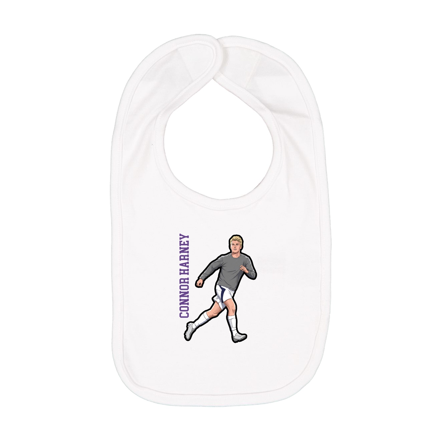 Infant Bib — Name Vertical in White