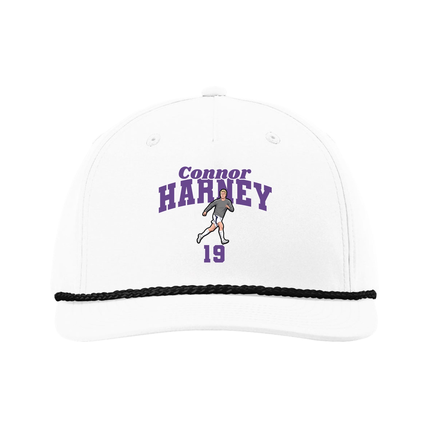 Five-Panel Classic Rope Cap — Signature Arch in White
