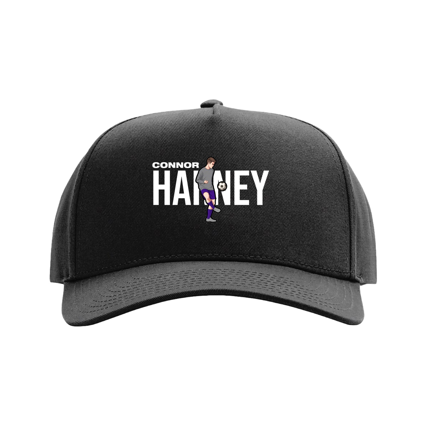 Full Fabric Five-Panel Champ Cap — Player Name in Black