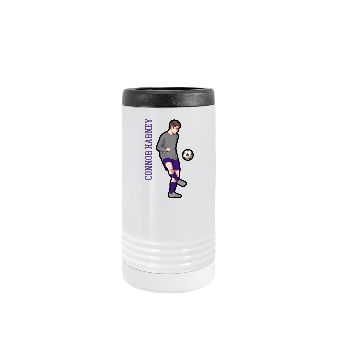 Slim Beverage Holder — Name Vertical in White