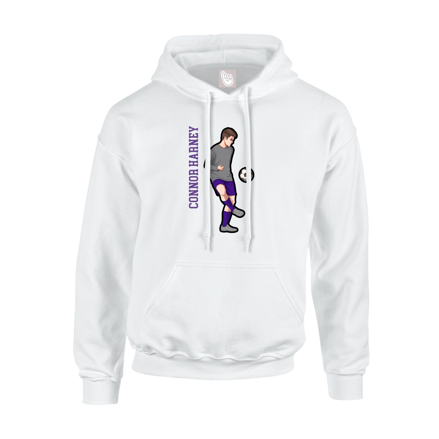 Youth Hoodie — Name Vertical in White
