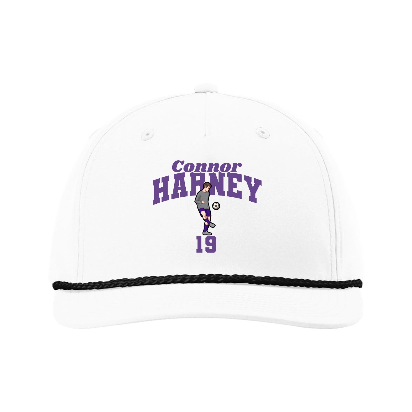 Five-Panel Classic Rope Cap — Signature Arch in White