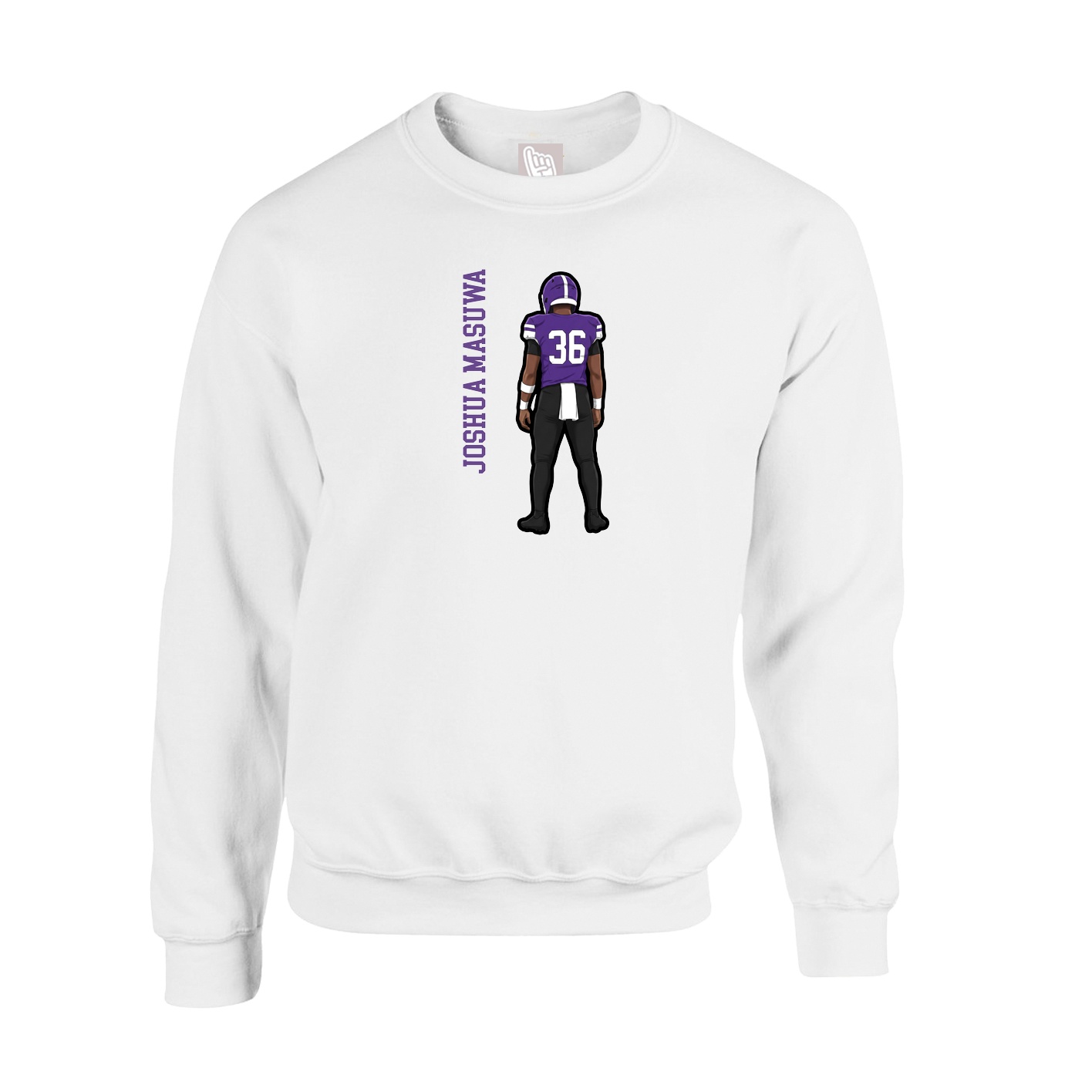 Fleece Crew — Name Vertical in White