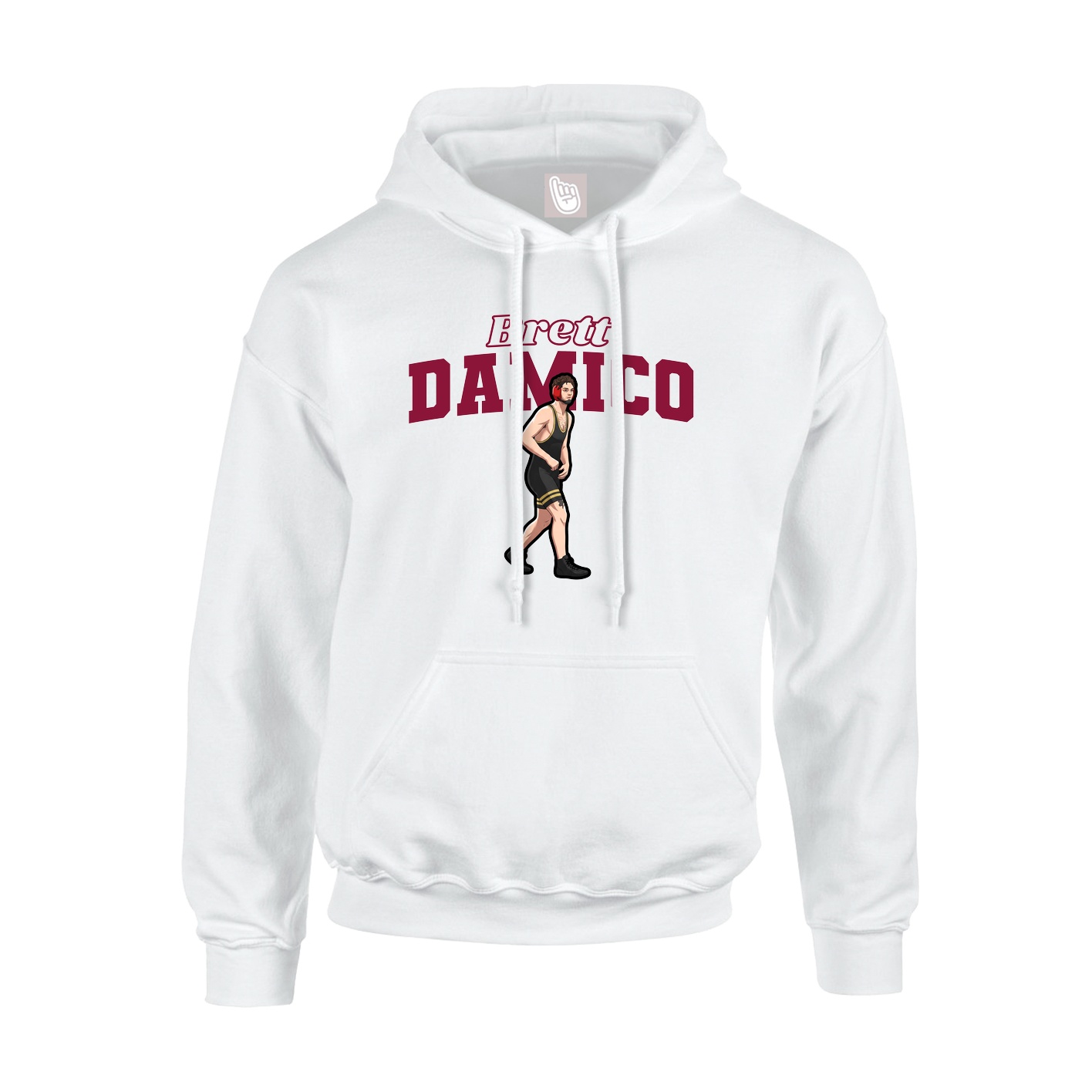 Youth Hoodie — Name Arch in White