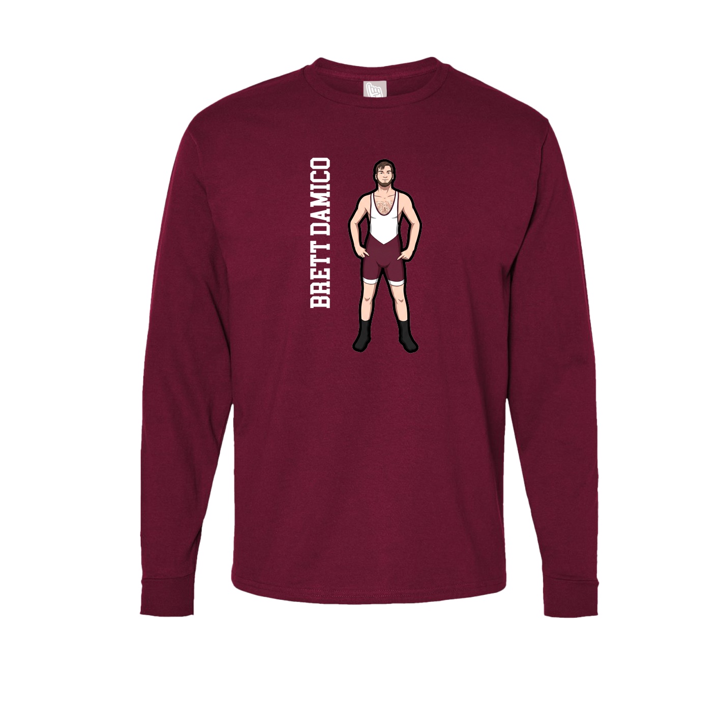 Long Sleeve Tee — Name Vertical in Cardinal