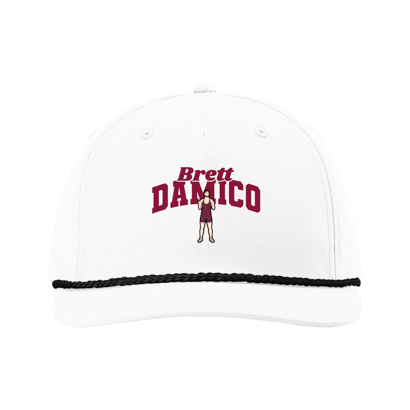 Five-Panel Classic Rope Cap — Signature Arch in White