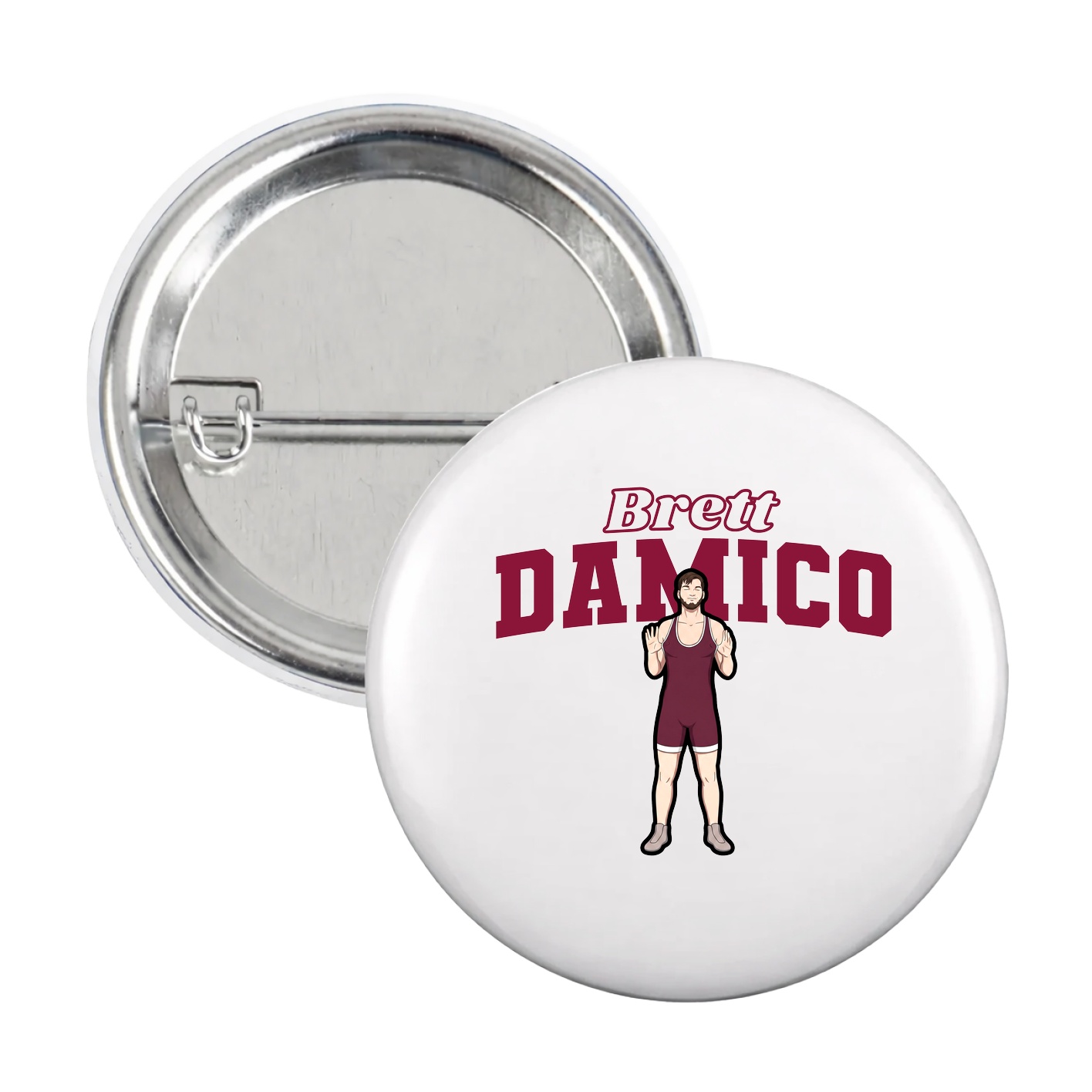 Game Day Button — Name Arch in White