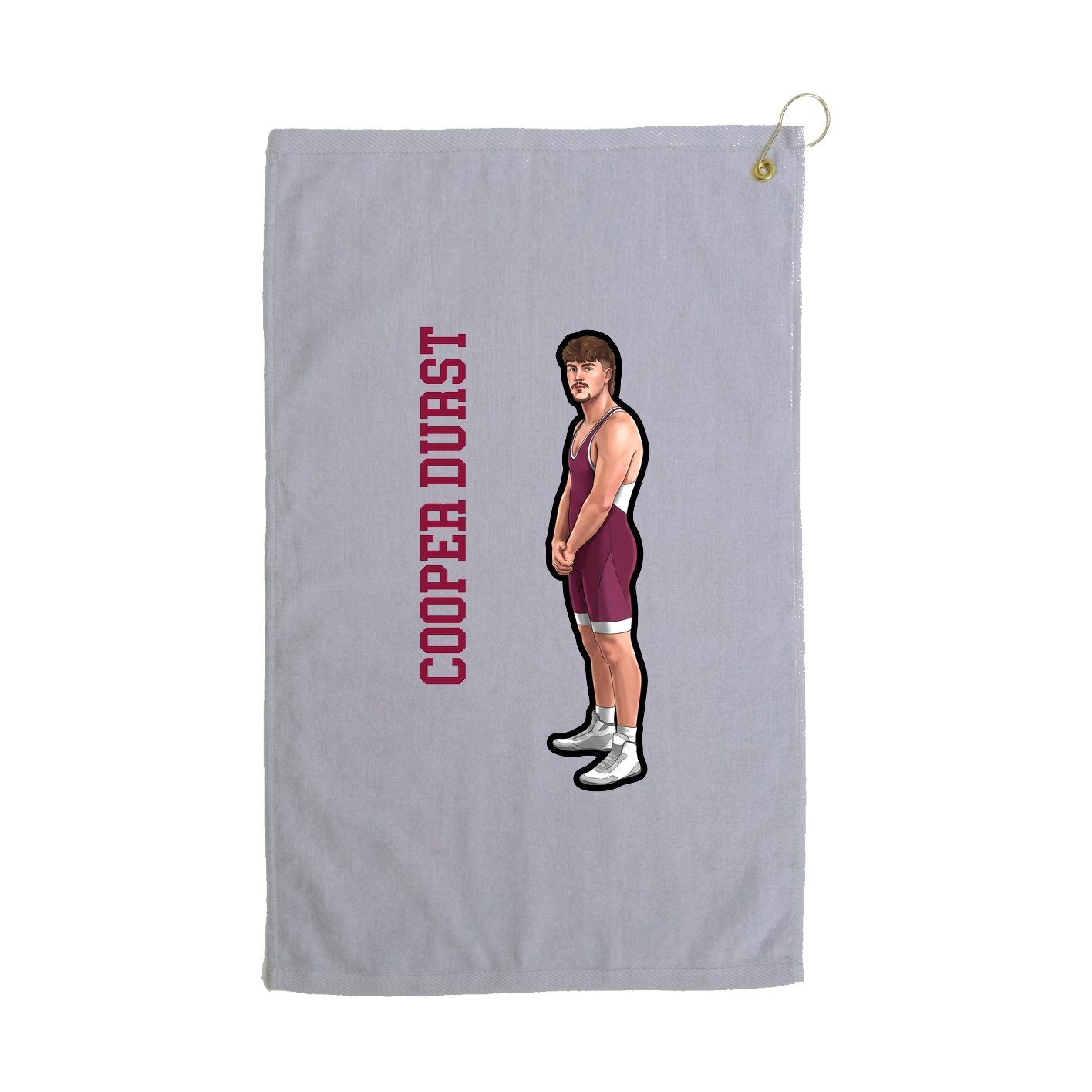 Golf Towel — Name Vertical in Grey