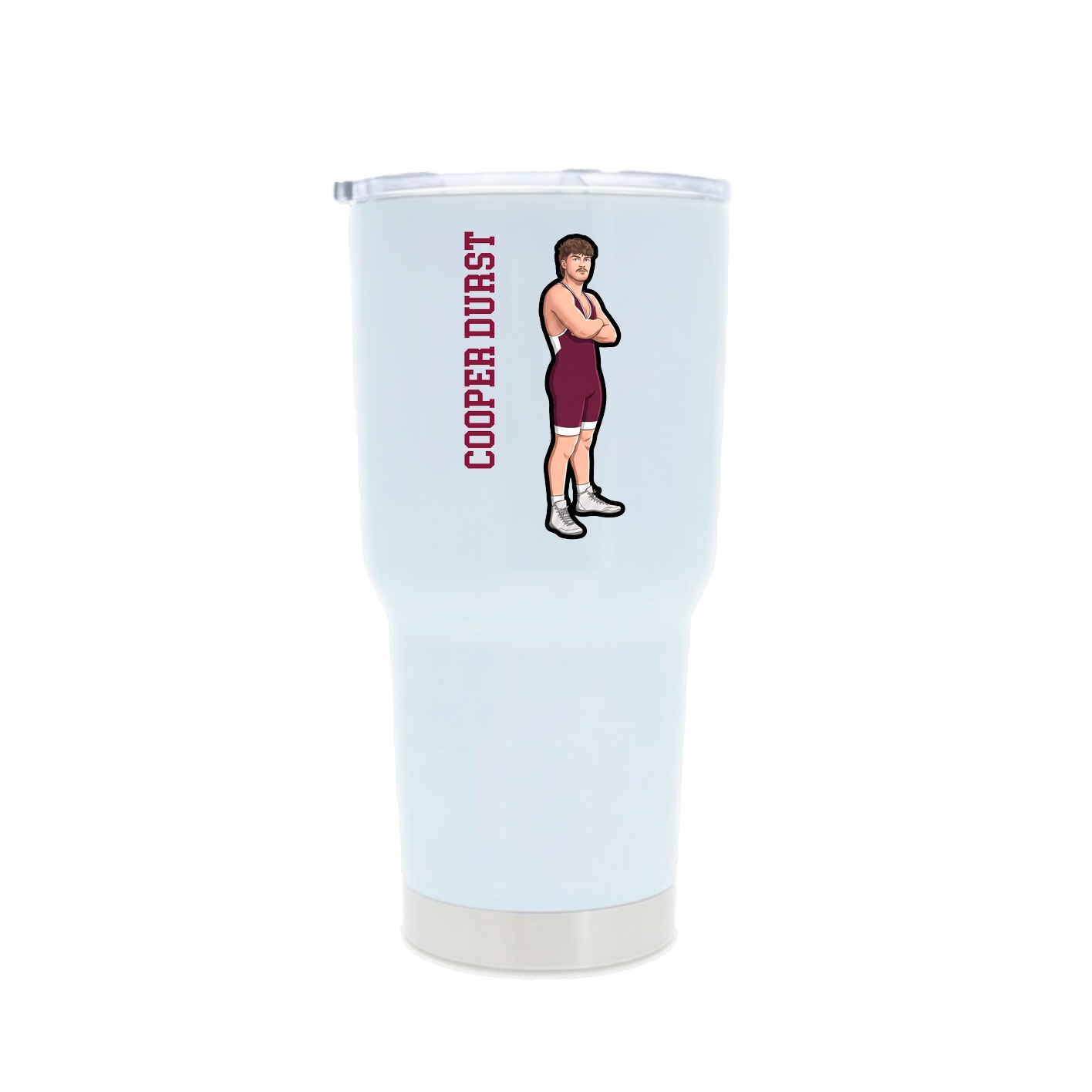 30oz Stainless Steel Tumbler — Name Vertical in White