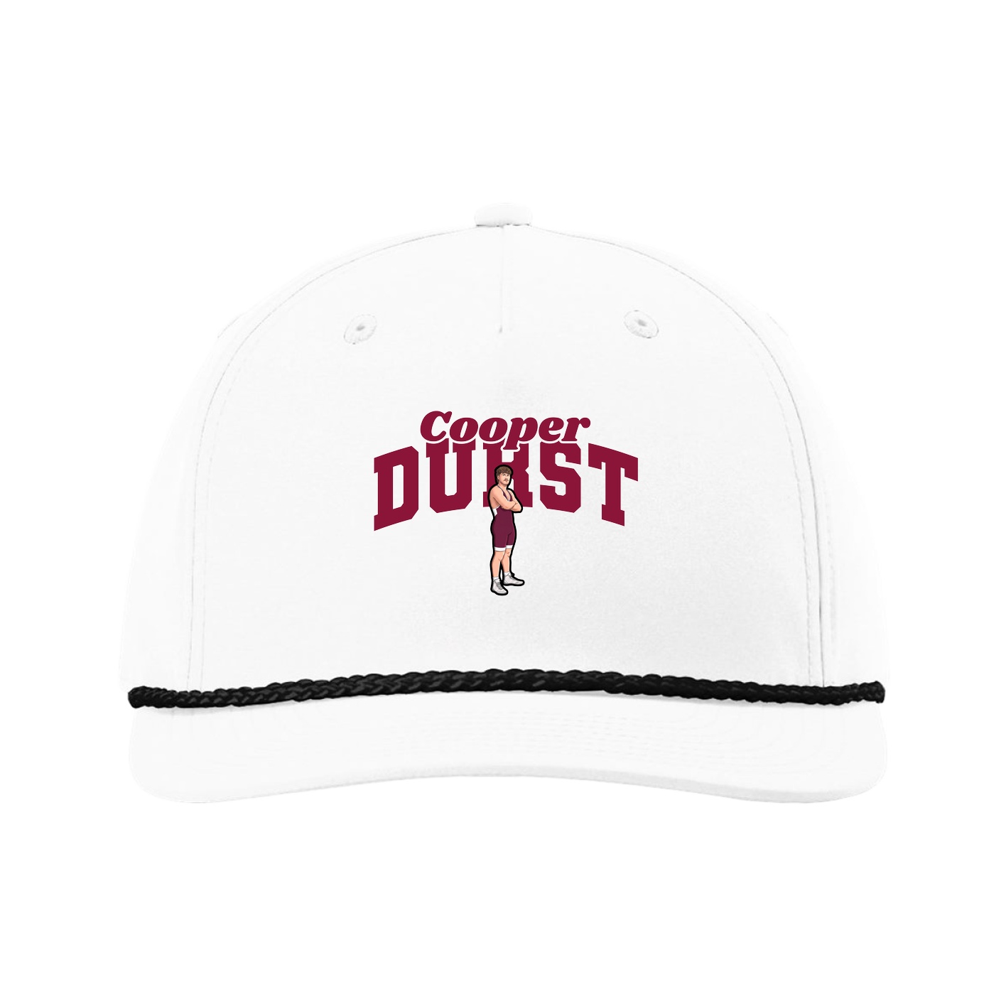 Five-Panel Classic Rope Cap — Signature Arch in White