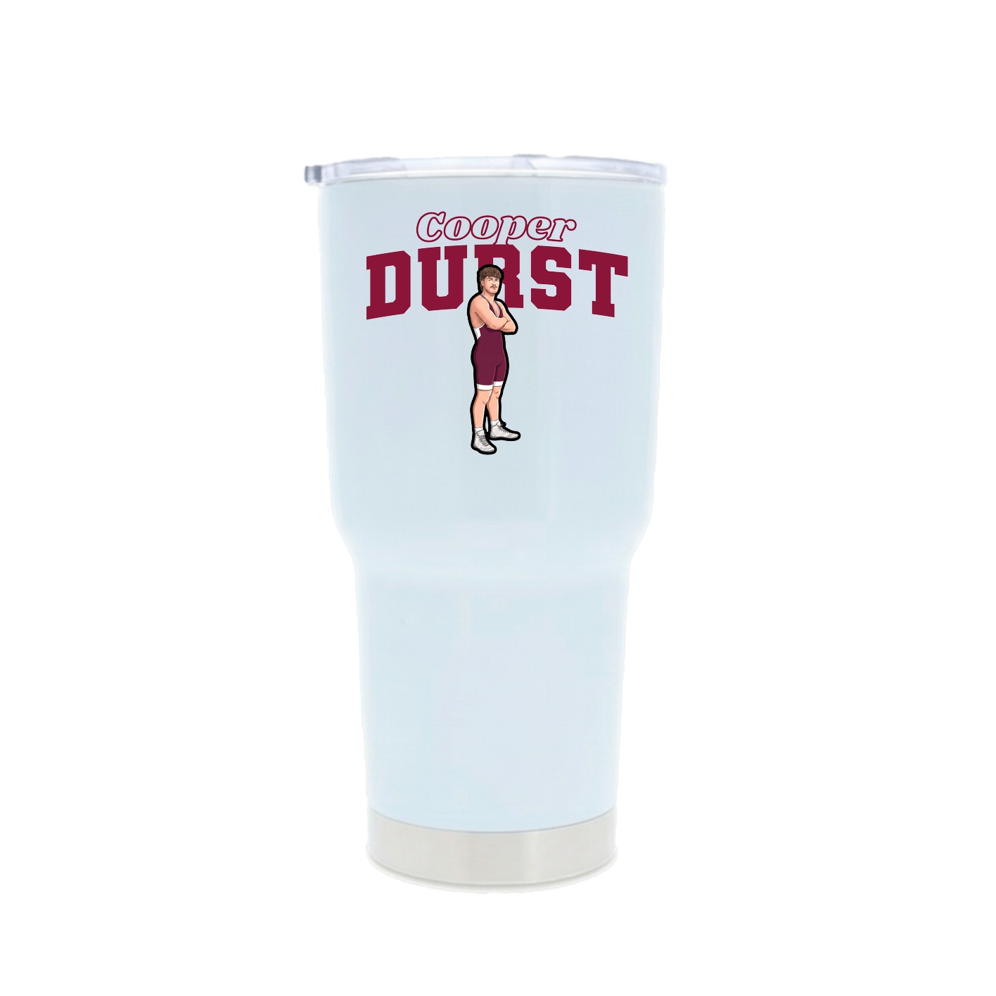 30oz Stainless Steel Tumbler — Name Arch in White