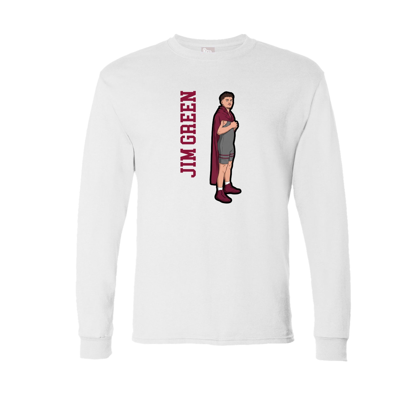 Long Sleeve Tee — Name Vertical in White