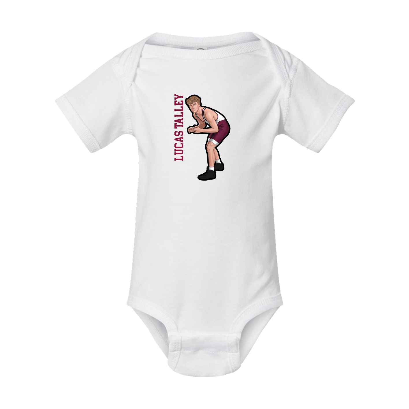 Baby Onesie — Name Vertical in White