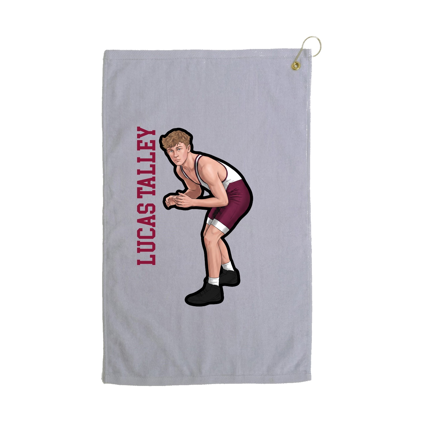 Golf Towel — Name Vertical in Grey