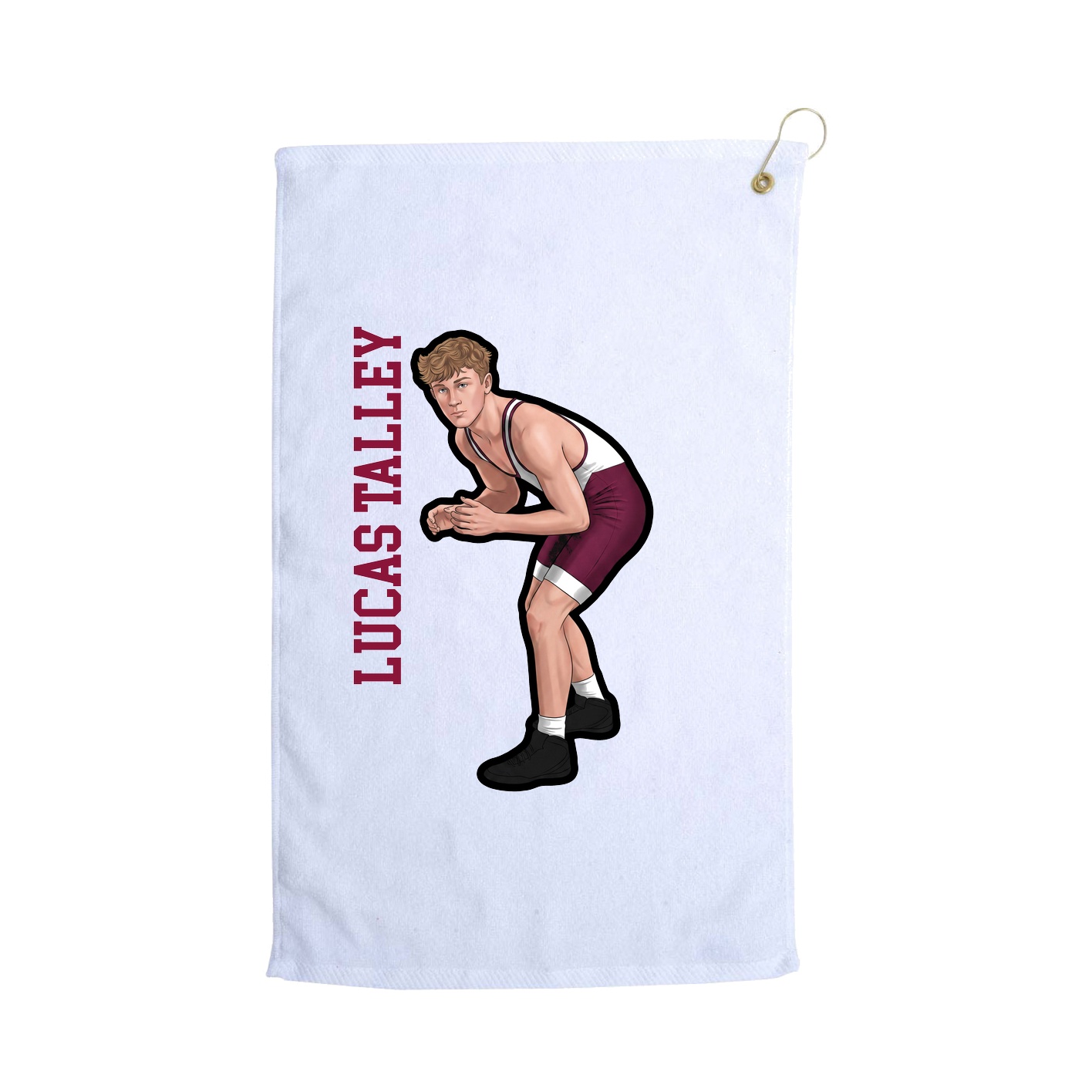 Golf Towel — Name Vertical in White