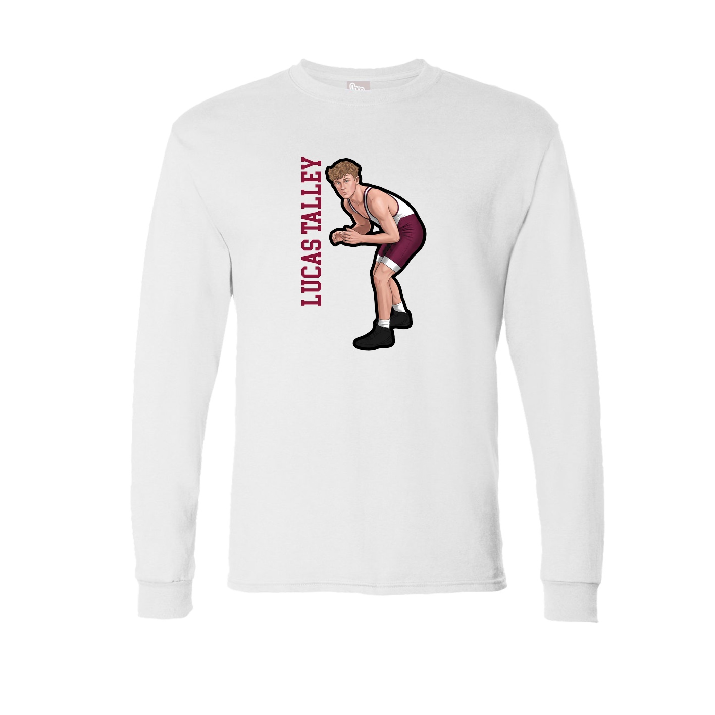 Long Sleeve Tee — Name Vertical in White
