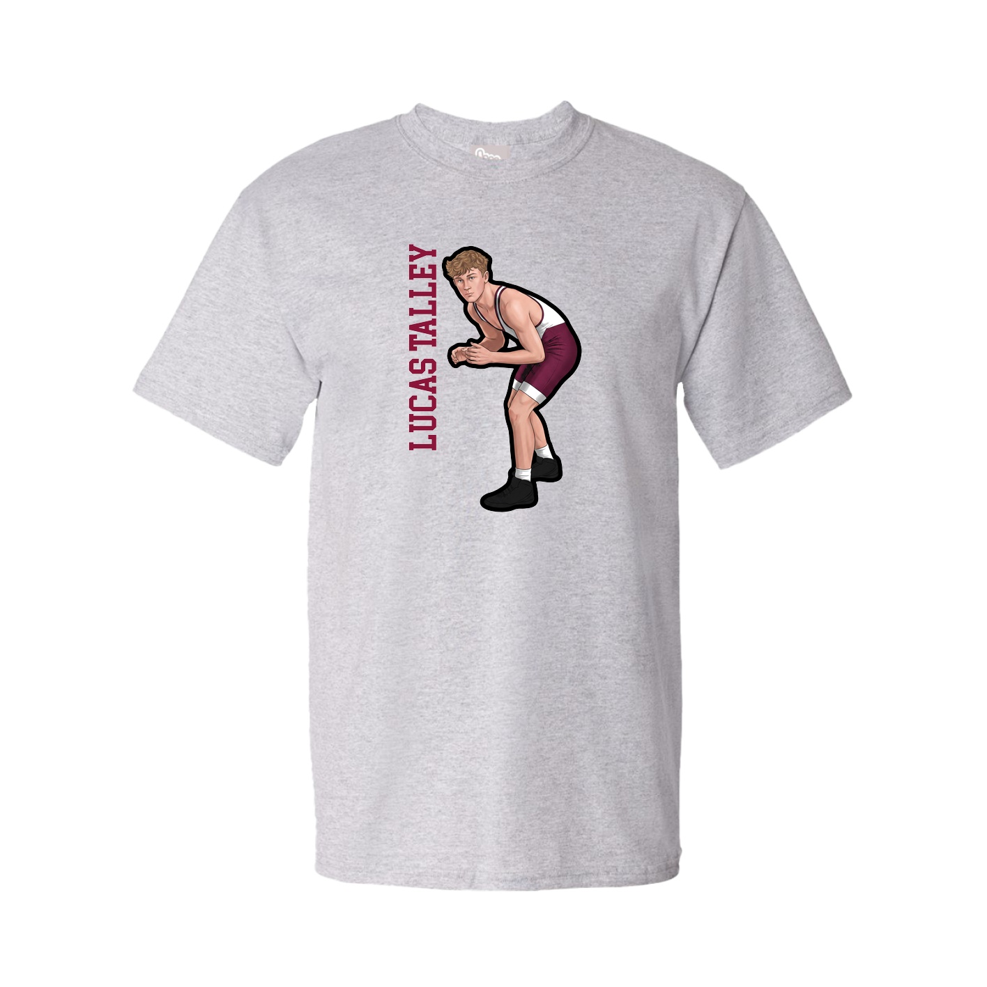 Youth Tee — Name Vertical in Grey
