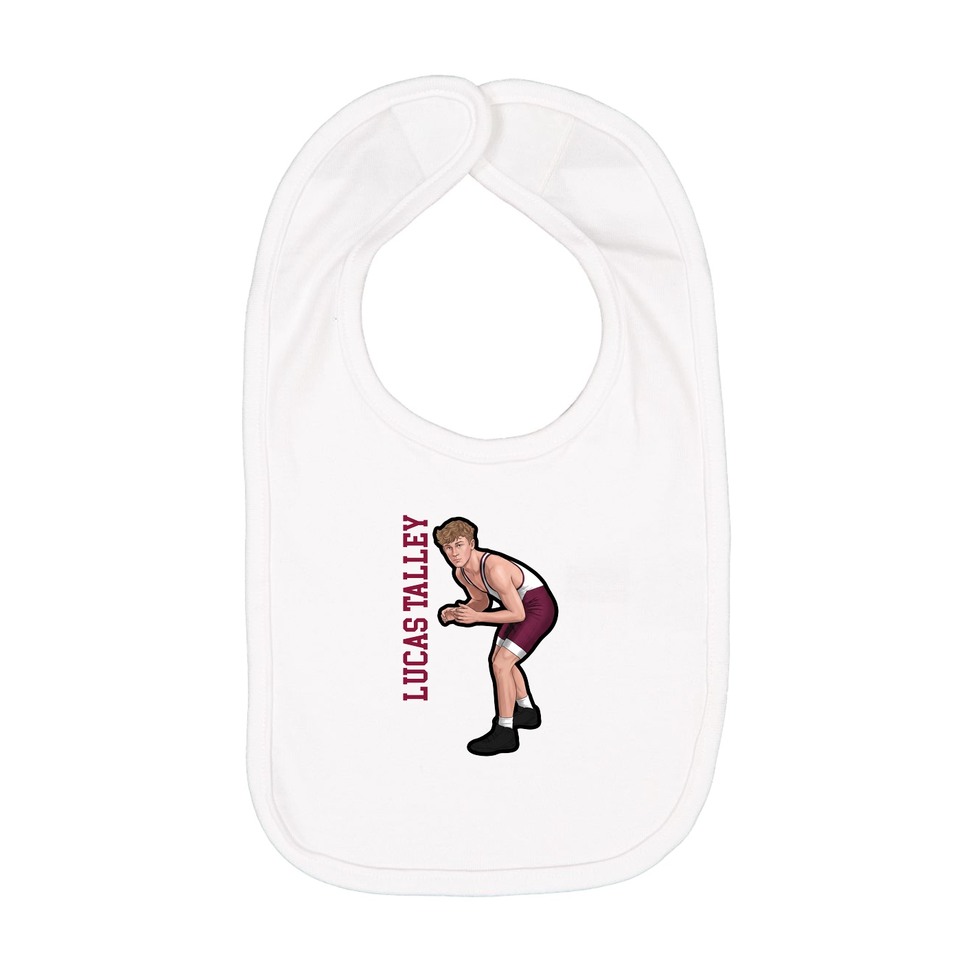 Infant Bib — Name Vertical in White