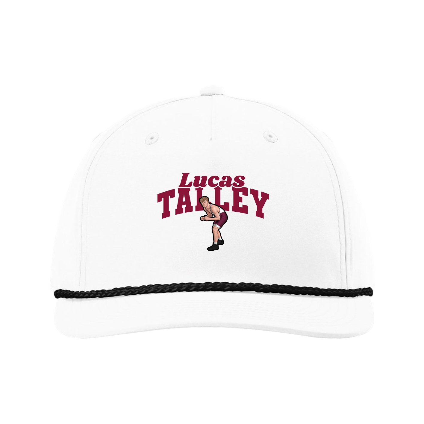 Five-Panel Classic Rope Cap — Signature Arch in White