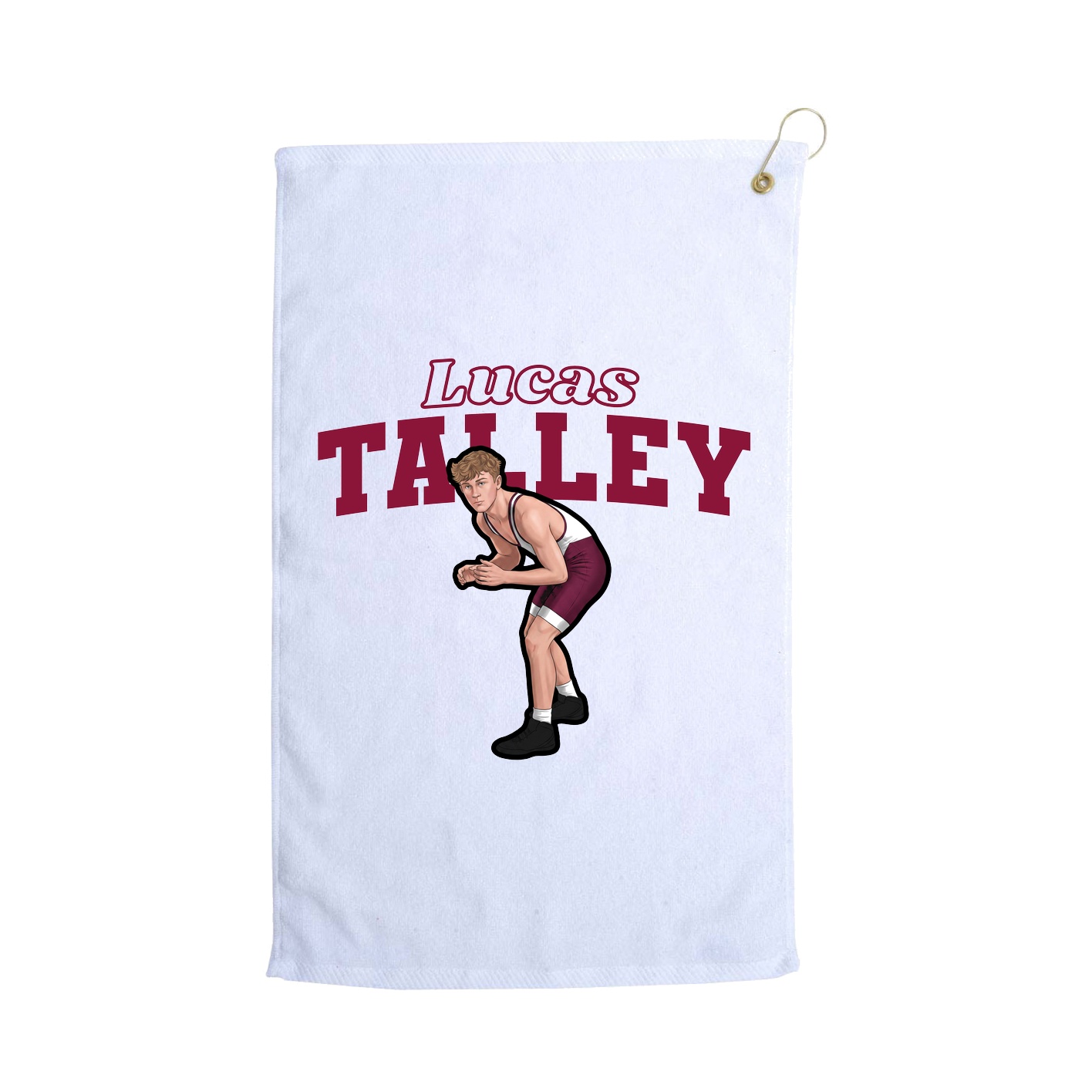 Golf Towel — Name Arch in White