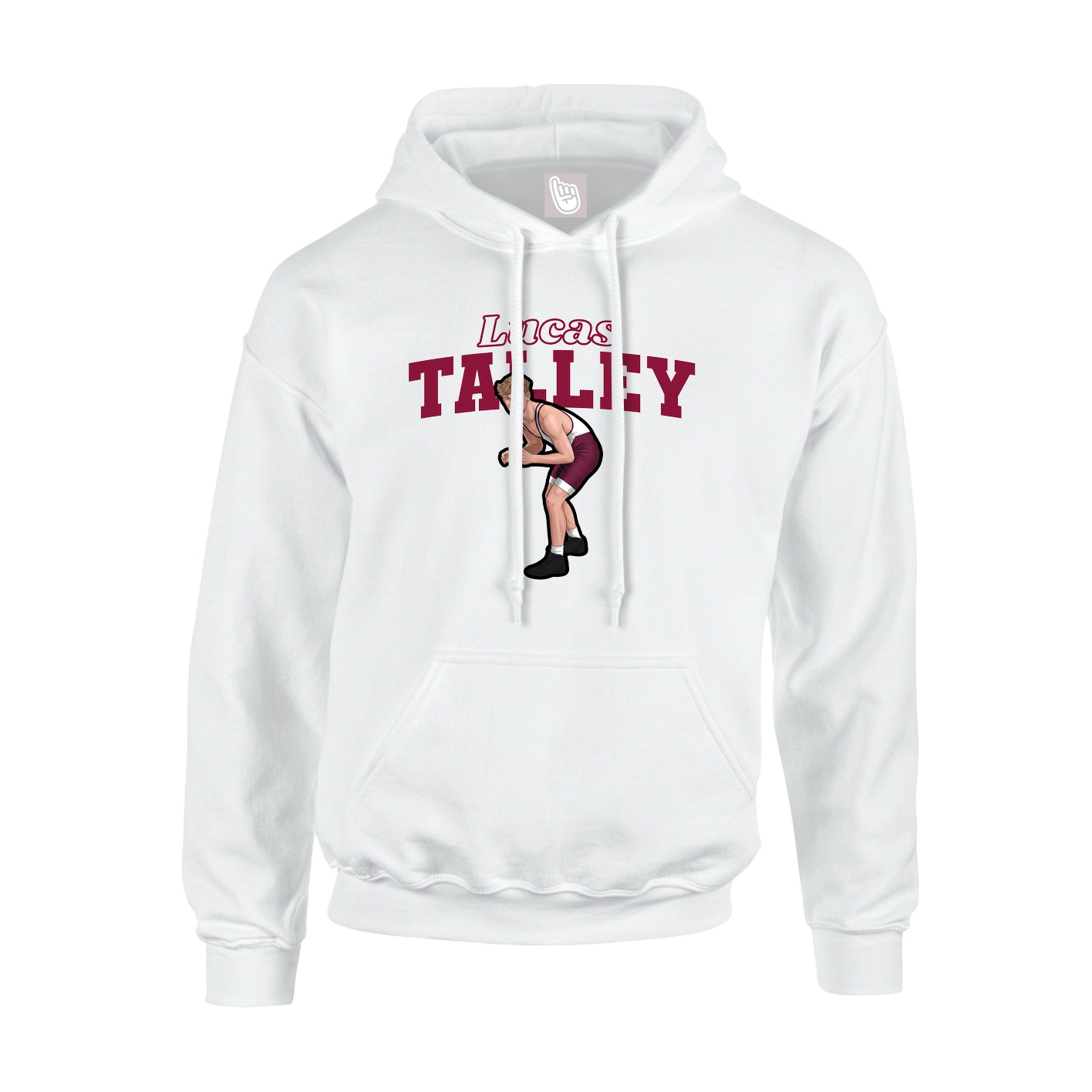 Youth Hoodie — Name Arch in White