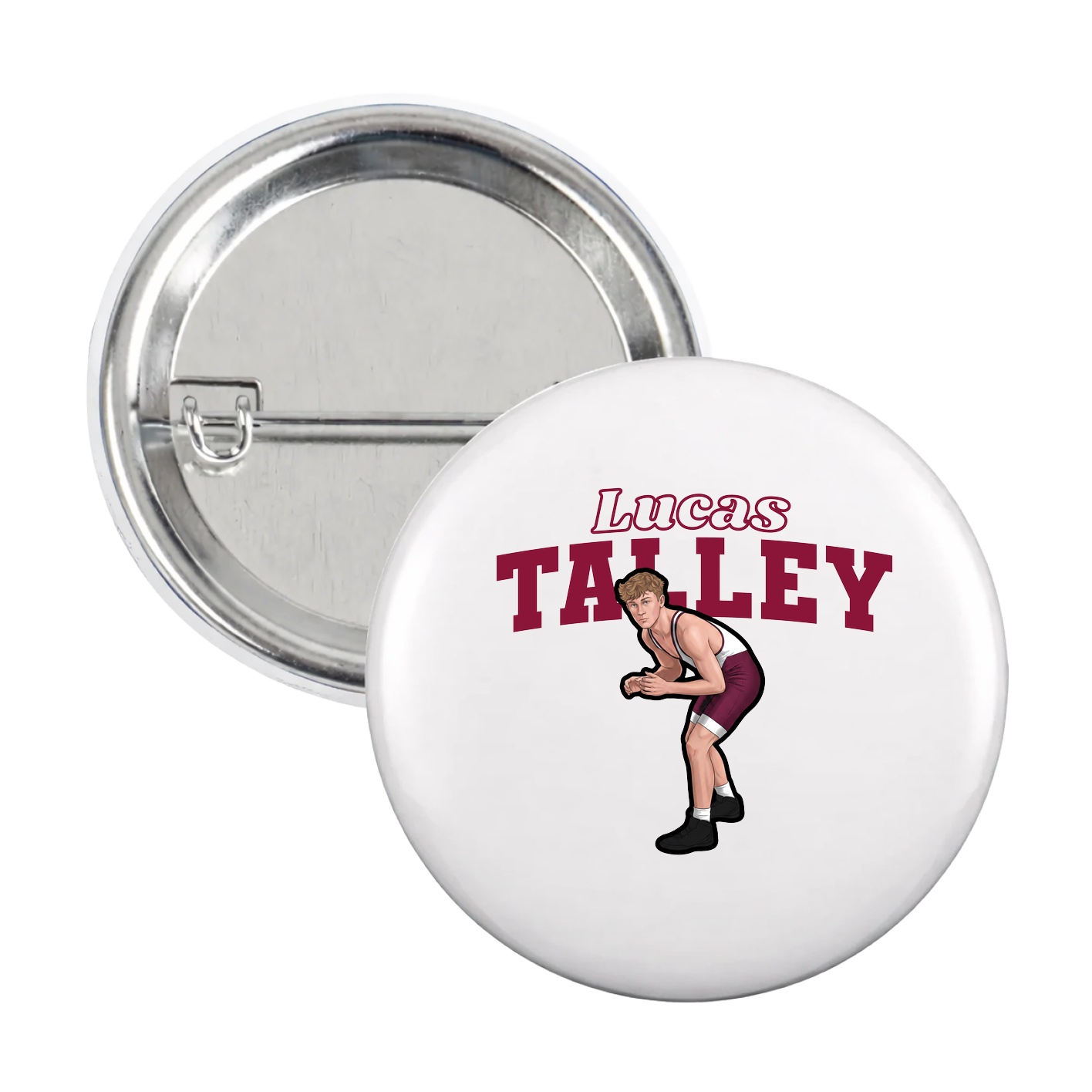 Game Day Button — Name Arch in White