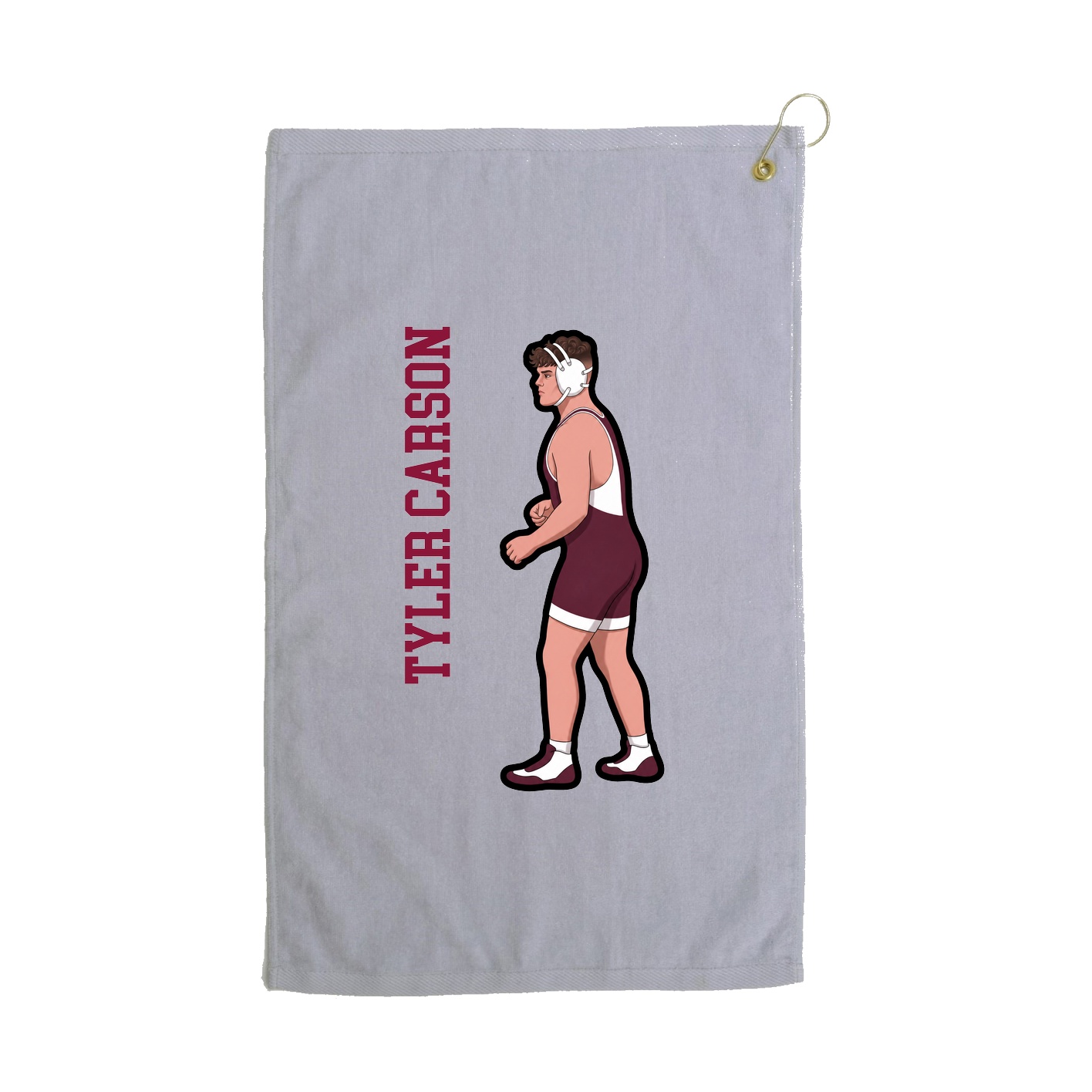 Golf Towel — Name Vertical in Grey
