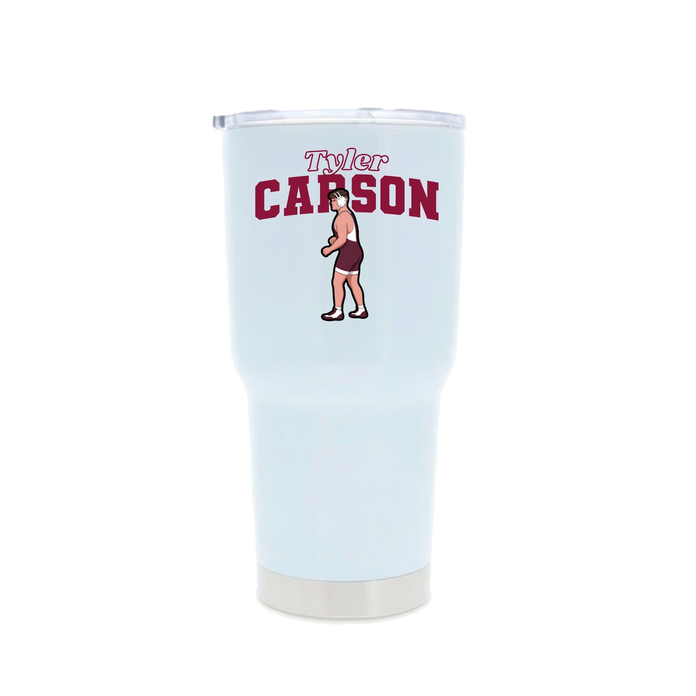 30oz Stainless Steel Tumbler — Name Arch in White