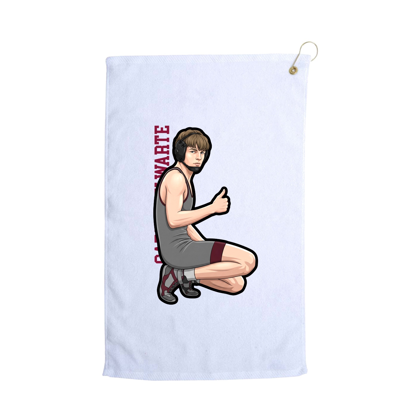 Golf Towel — Name Vertical in White