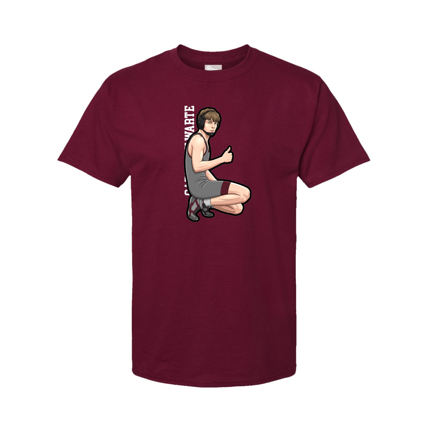 Youth Tee — Name Vertical in Cardinal